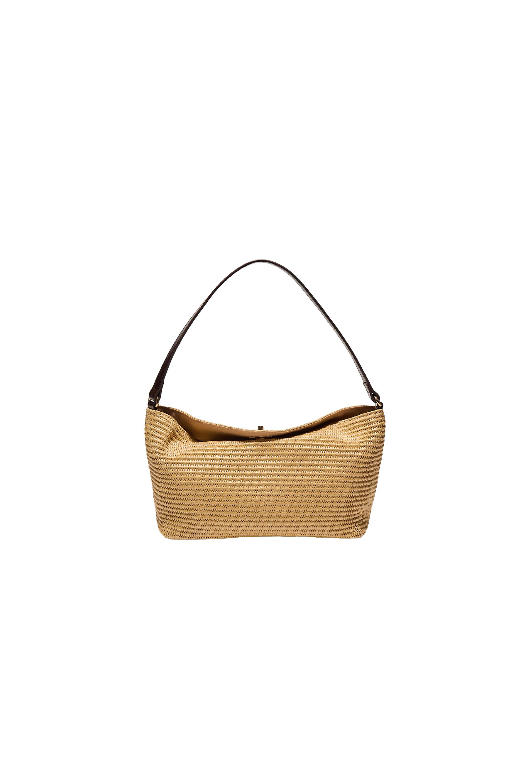 Crochet shoulder bag with metal fastening — Ecru