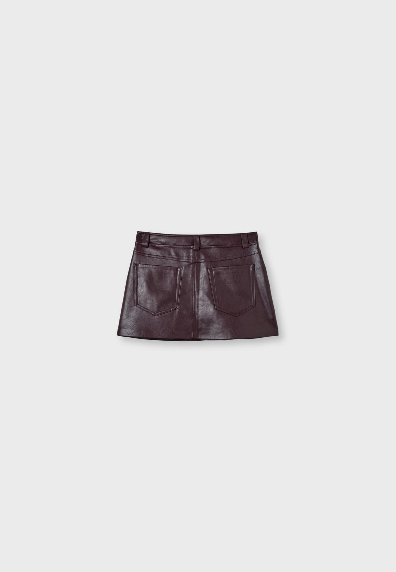 D62 leather effect skort — Burgundy