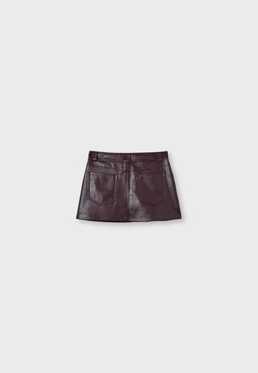 D62 leather effect skort — Burgundy 6