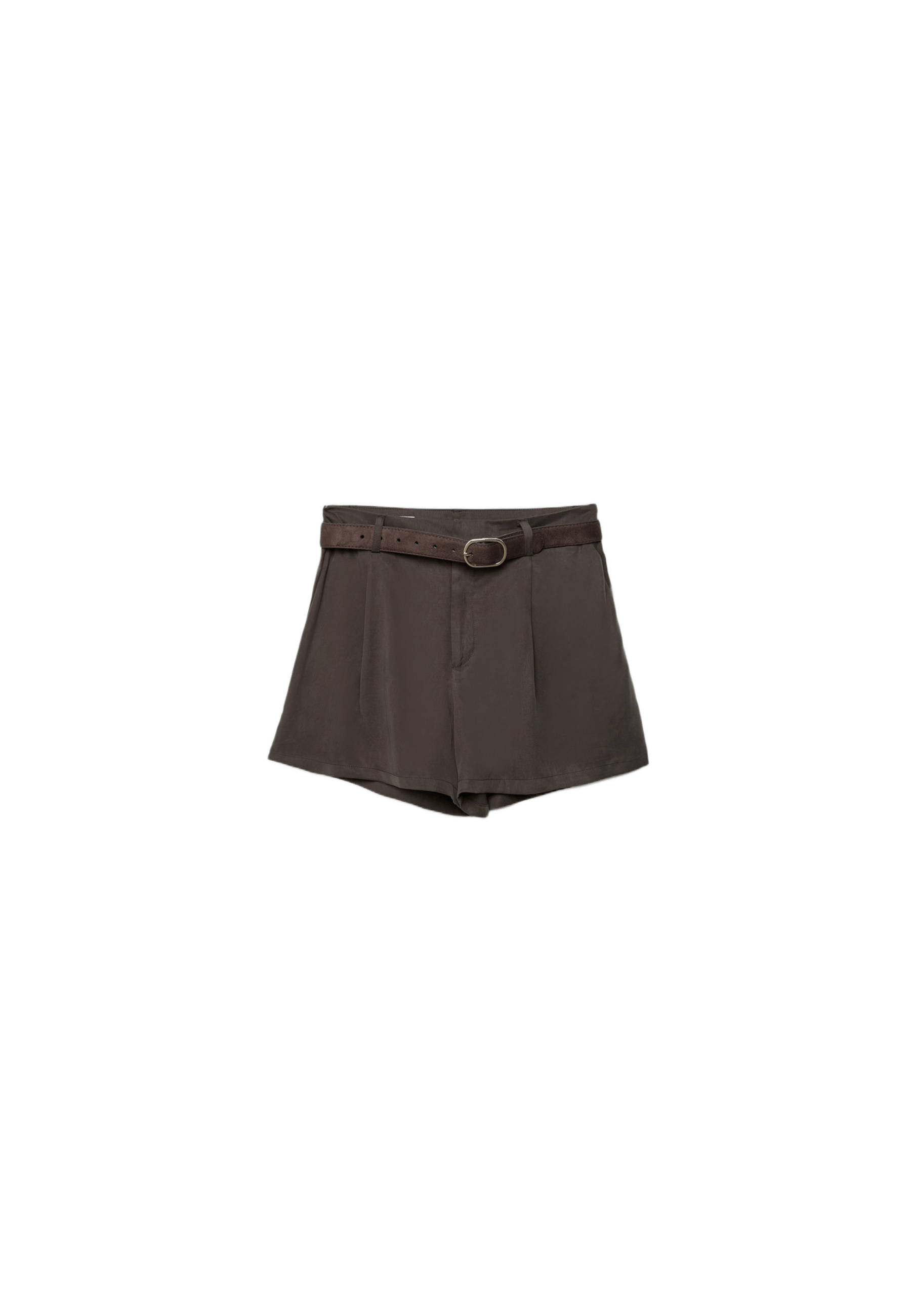 Flowing belted shorts — Brown