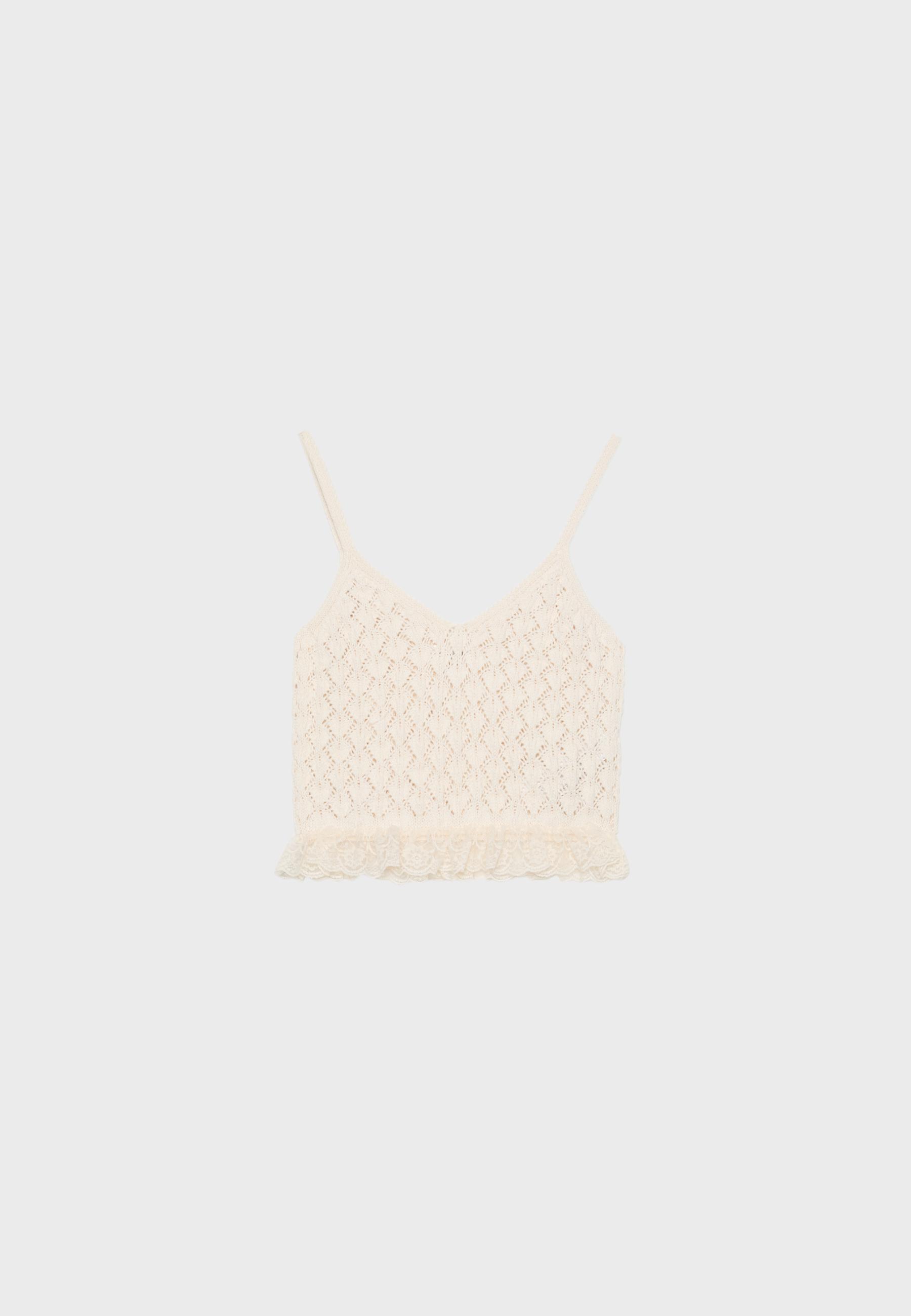Mixed knit top — Vanilla