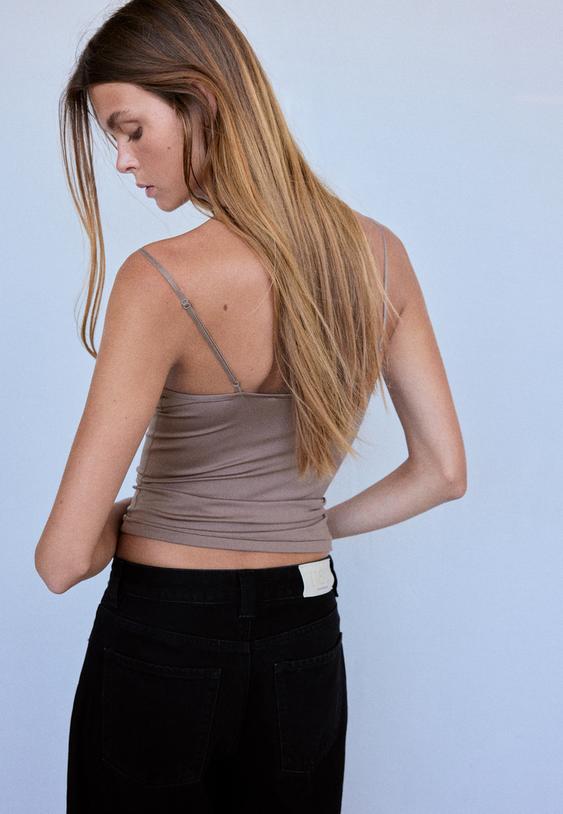 Stradivarius Top Im Burlesque-Look Braun M
