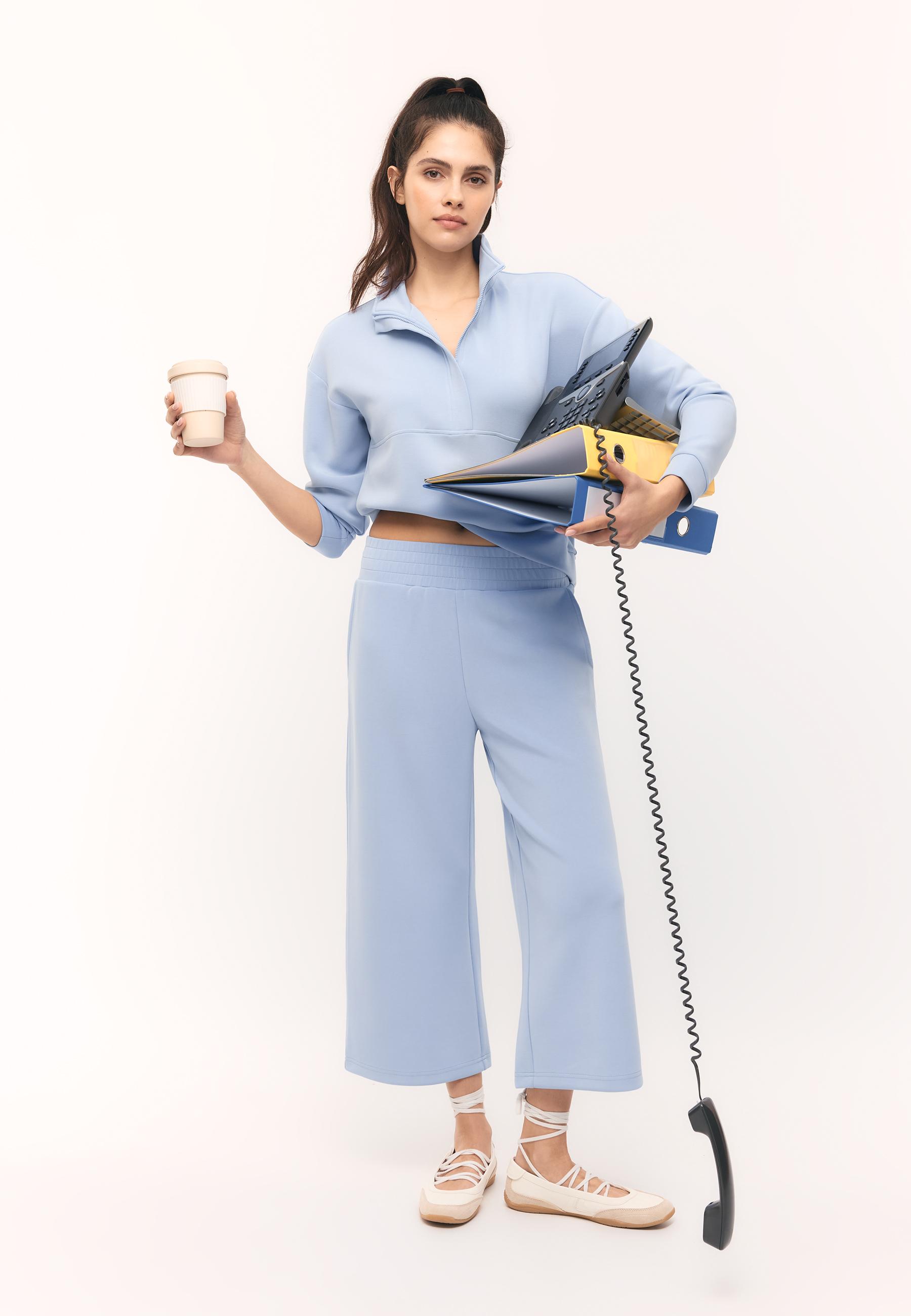 Soft-touch culottes — Sky blue