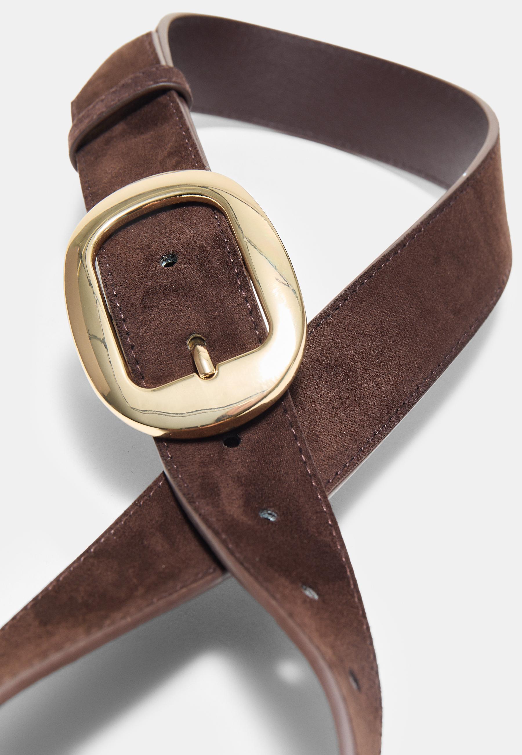 Oval buckle belt — Brown