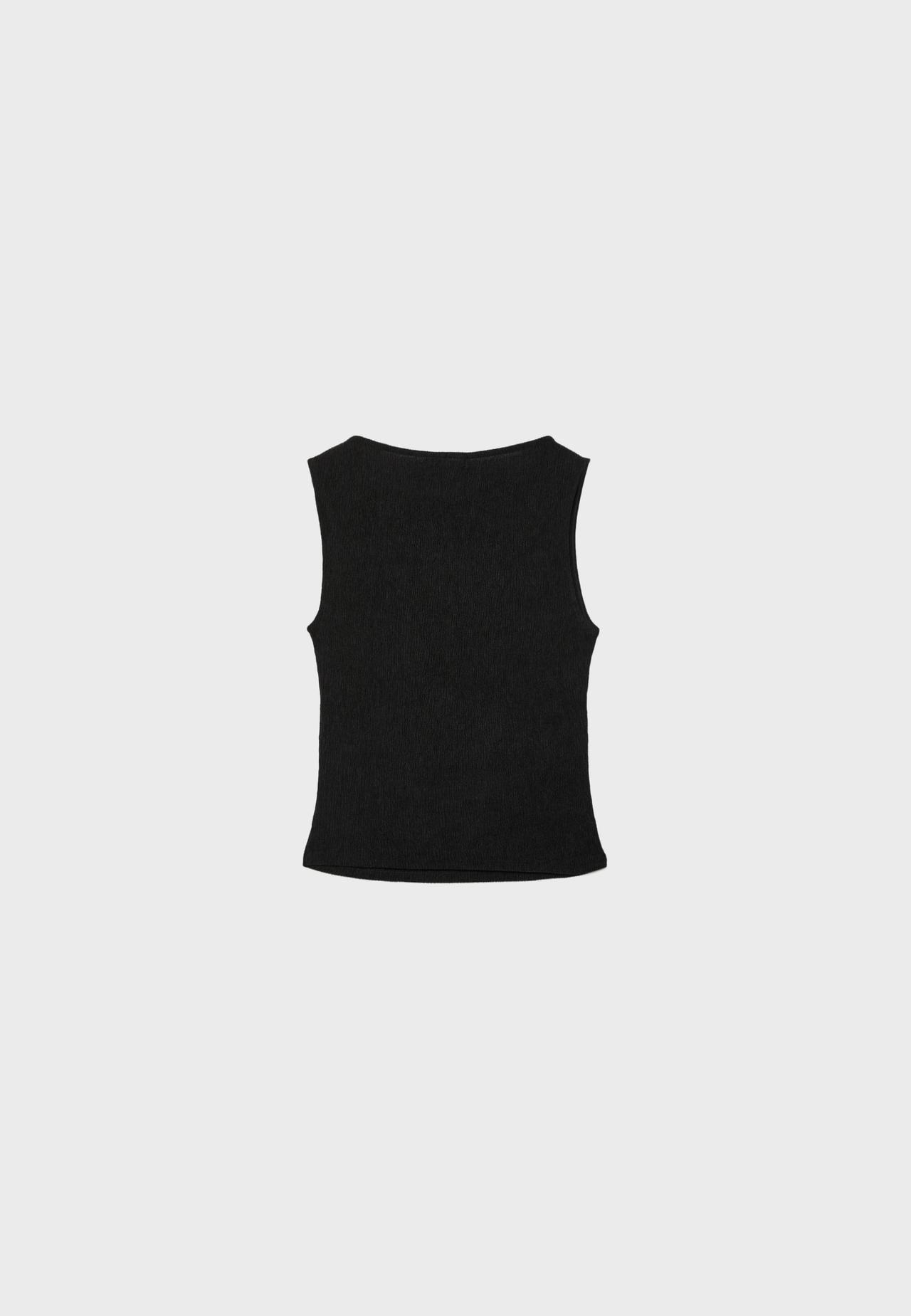 Textured ruched top — Black