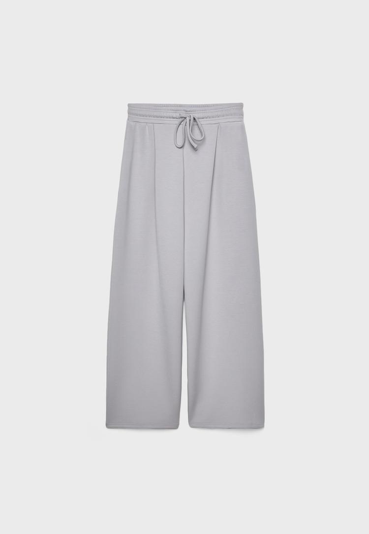 Yumuşak dokulu ve pilili jogger pantolon_0