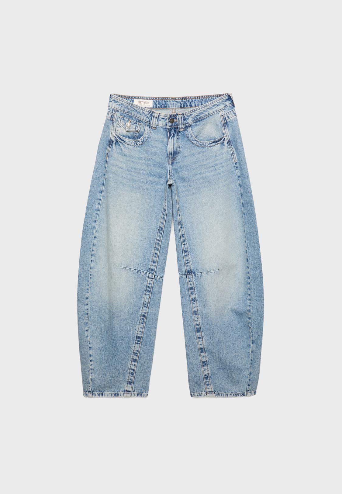 Barile Jeans Donna Trendy Vita Bassa Coulisse Baggy Jeans Vintage