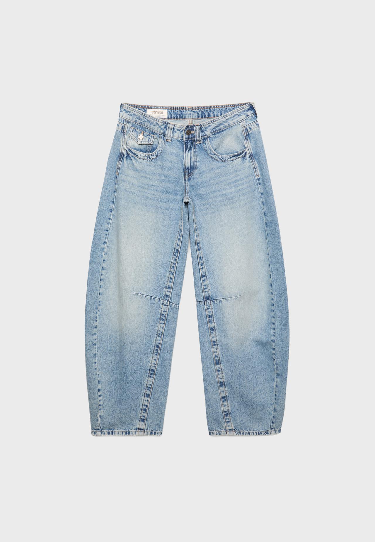 Low-rise barrel jeans — MEDIUM LIGHT BLUE DENIM