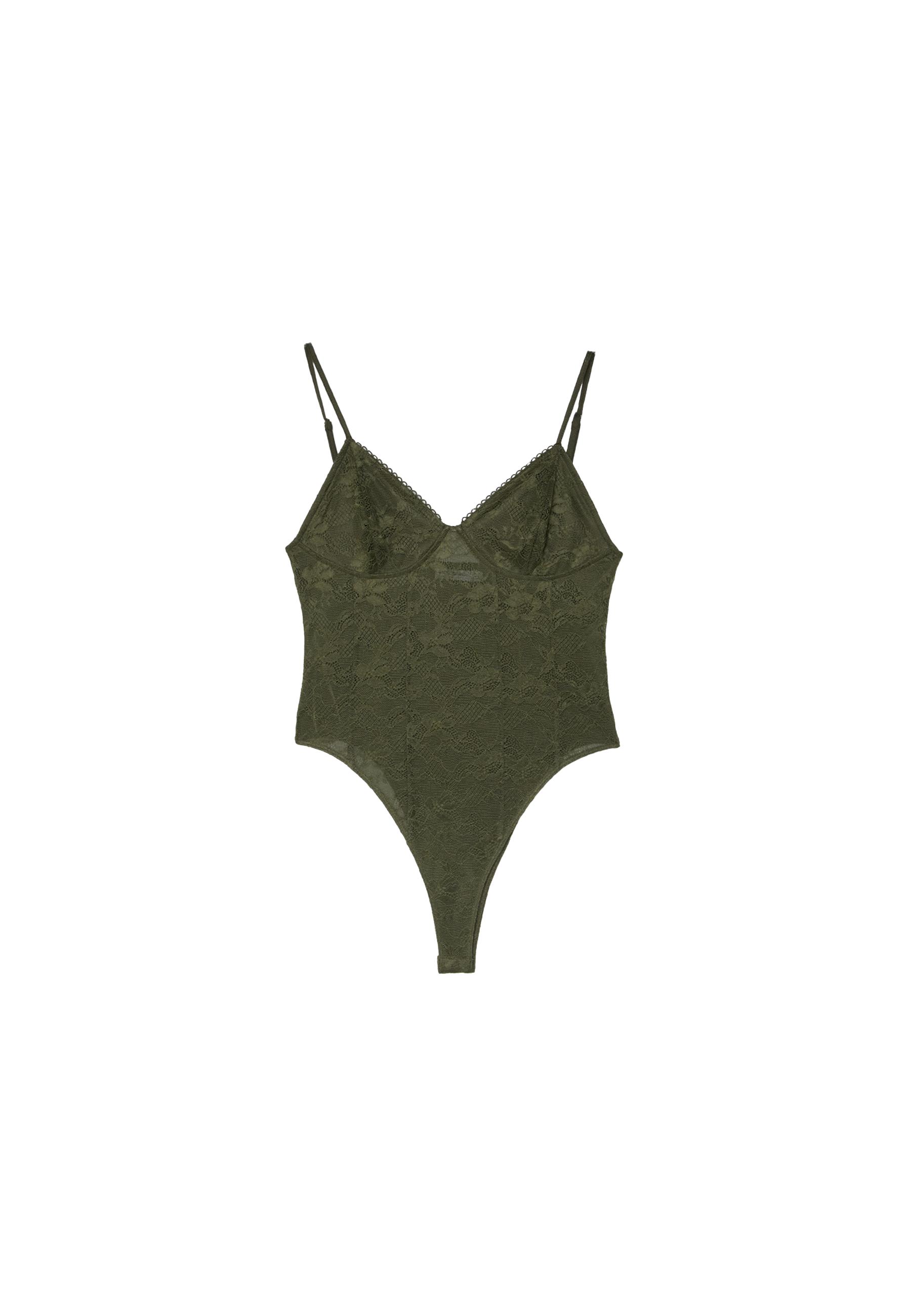 Lace strap bodysuit — Olive green