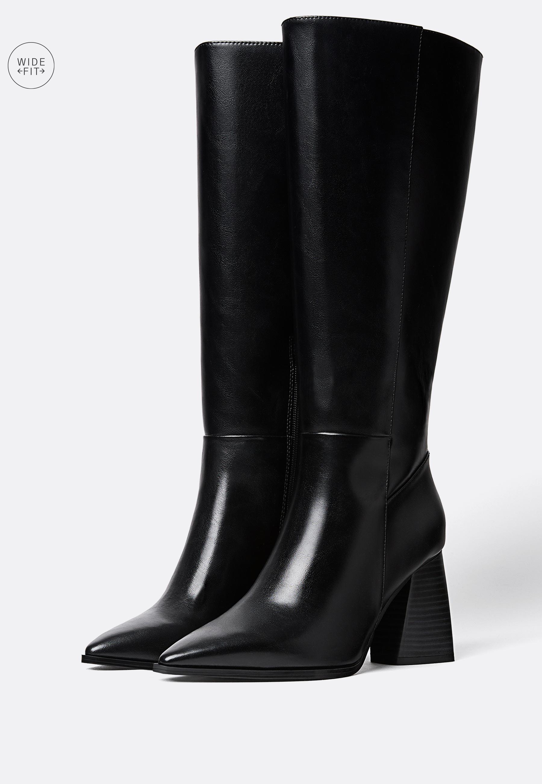 High-heeled boots — BLACK