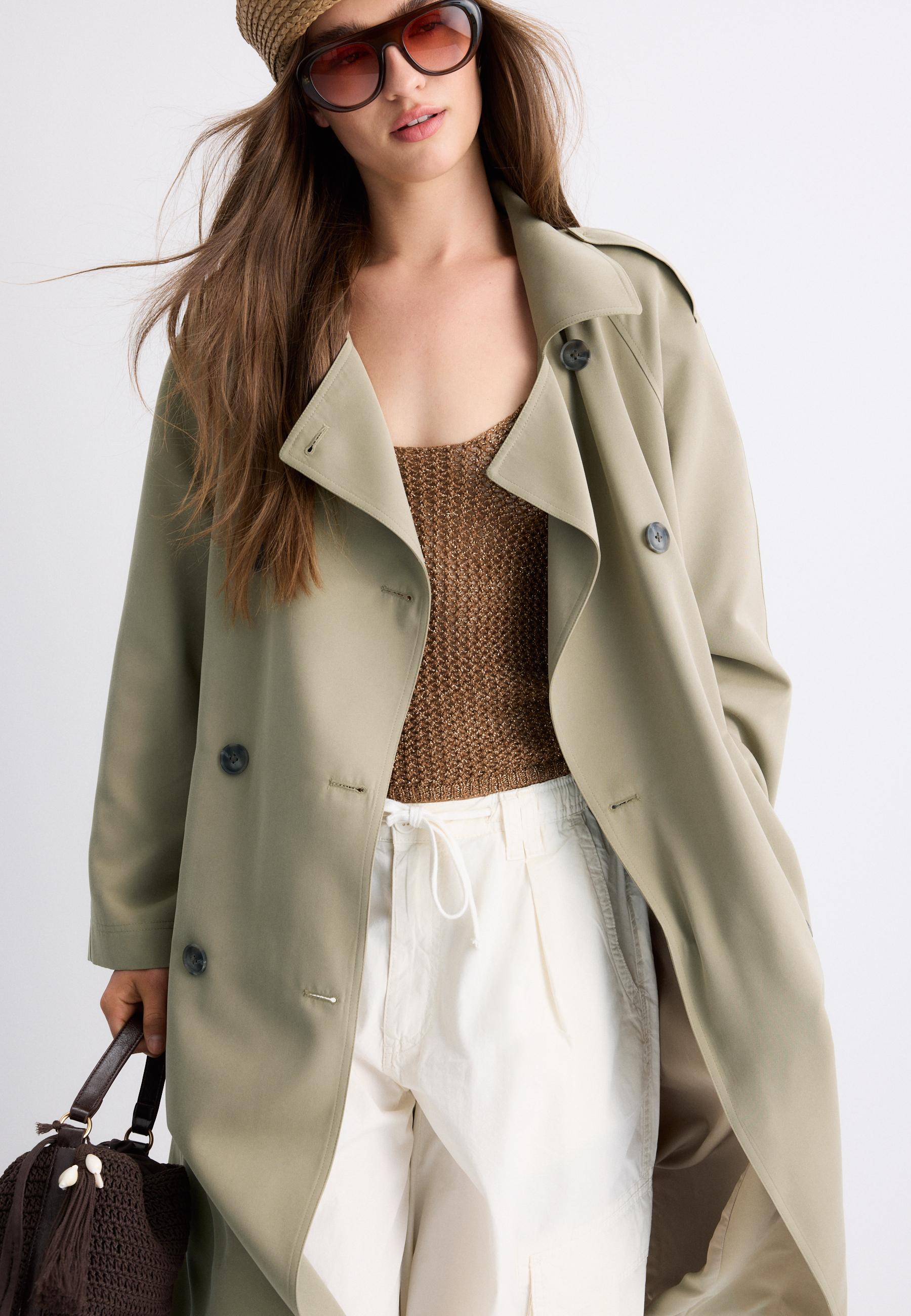 Long flowing trench coat — Khaki