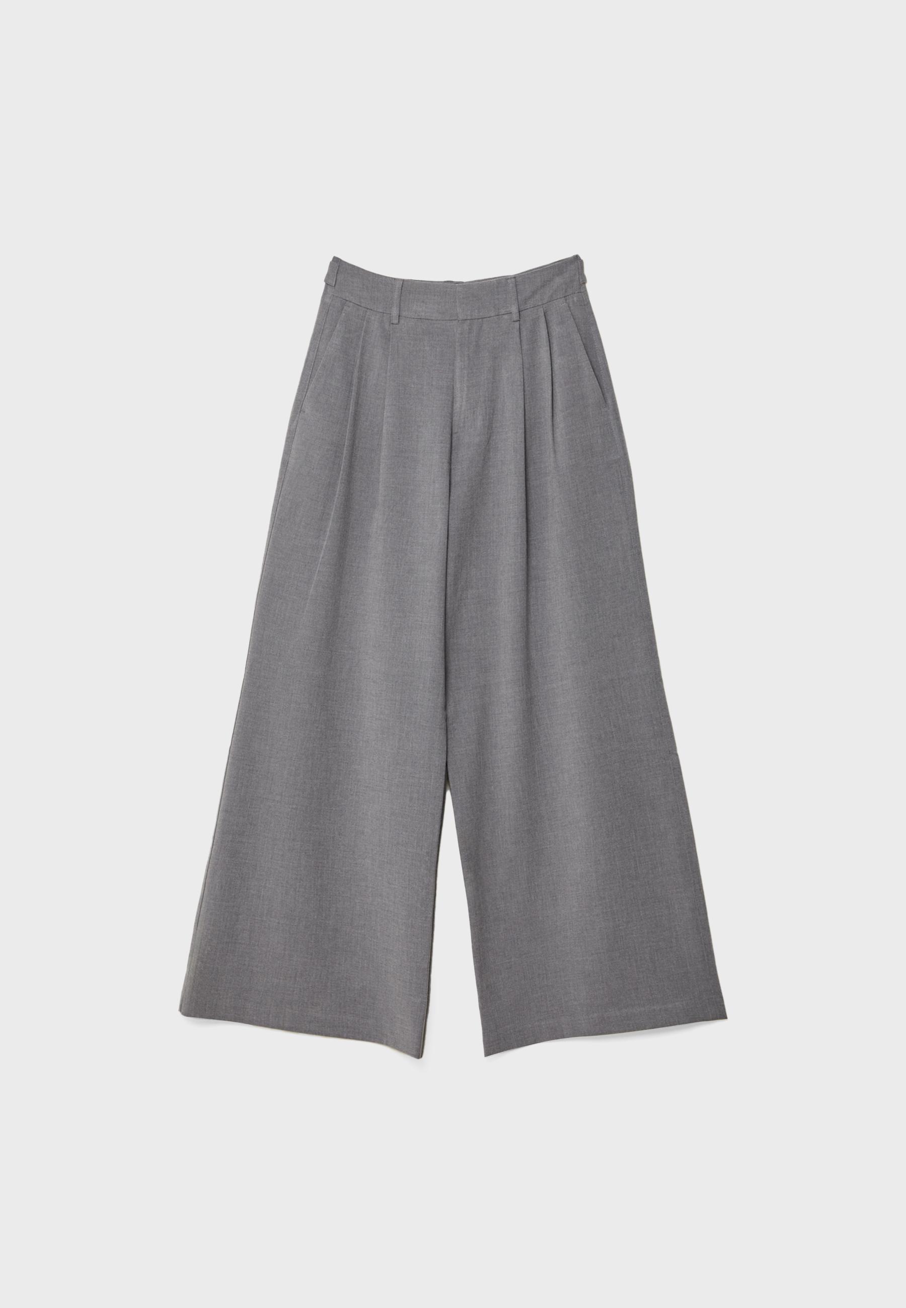 Wide-leg smart trousers with adjustable buttons — Dark grey