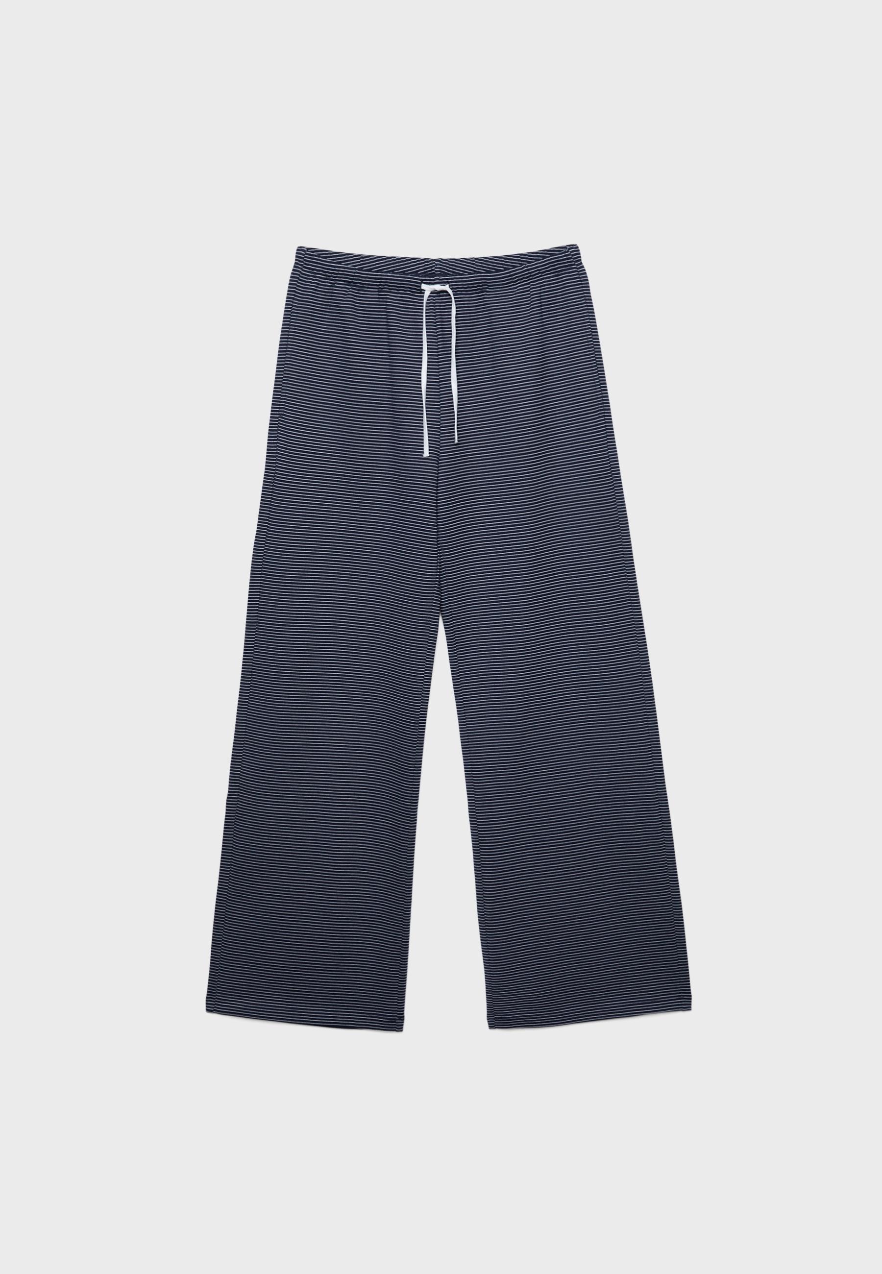Çizgili geniş paça jogger pantolon - Görsel 6