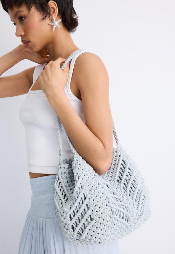 bolso shopper crochet hilo metalizado