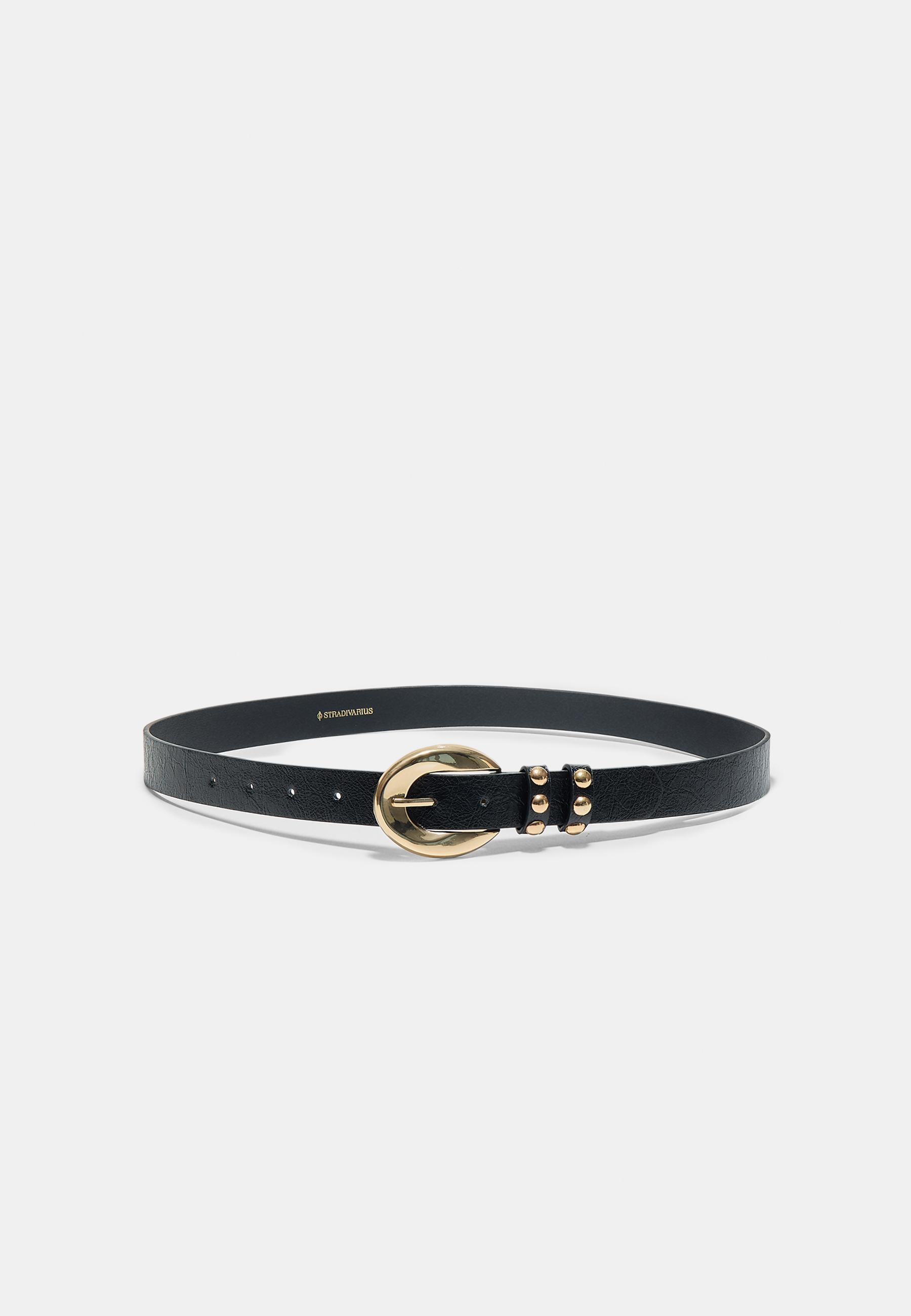 Studded plaque belt — Black