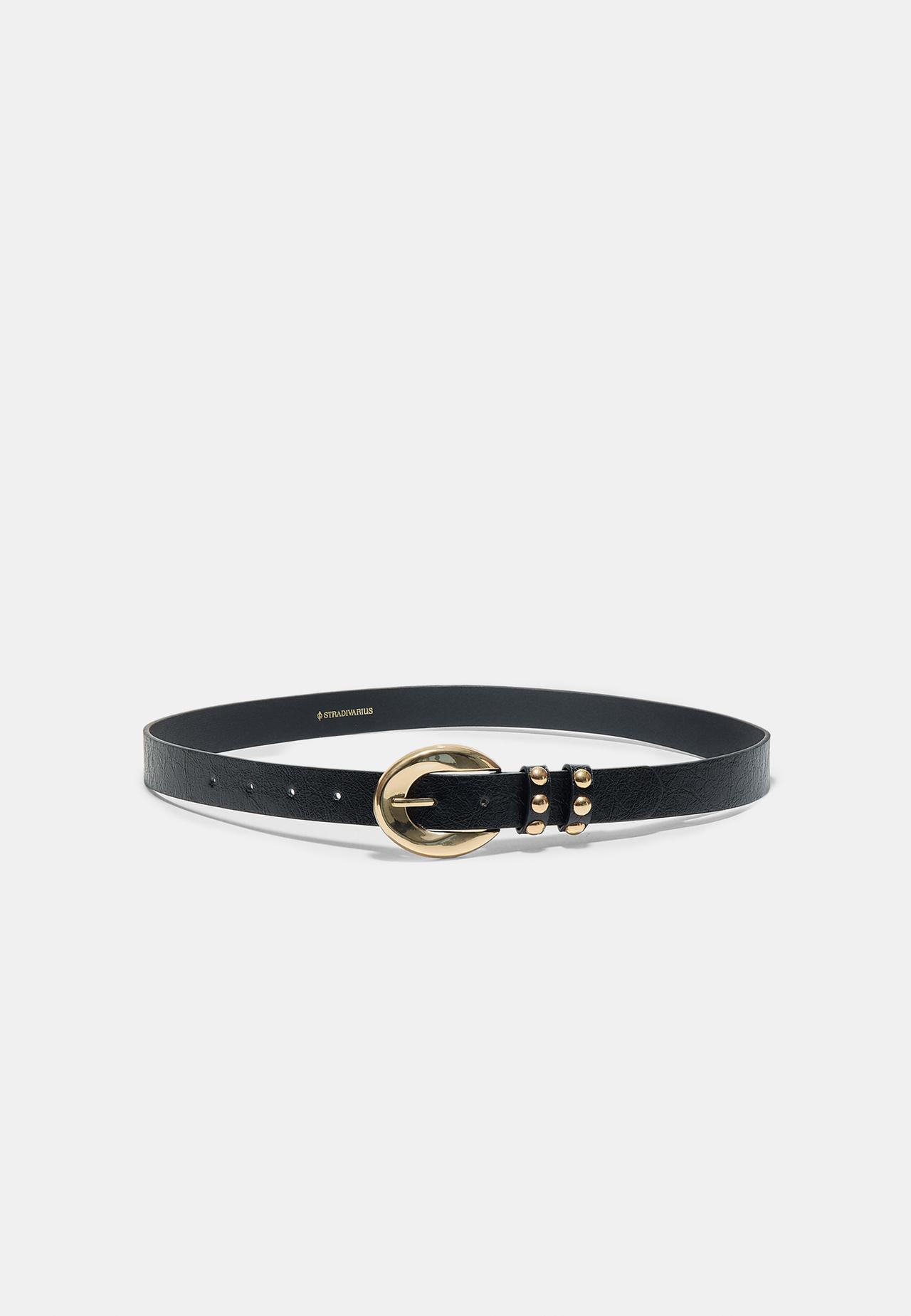 Studded tab belt — Black