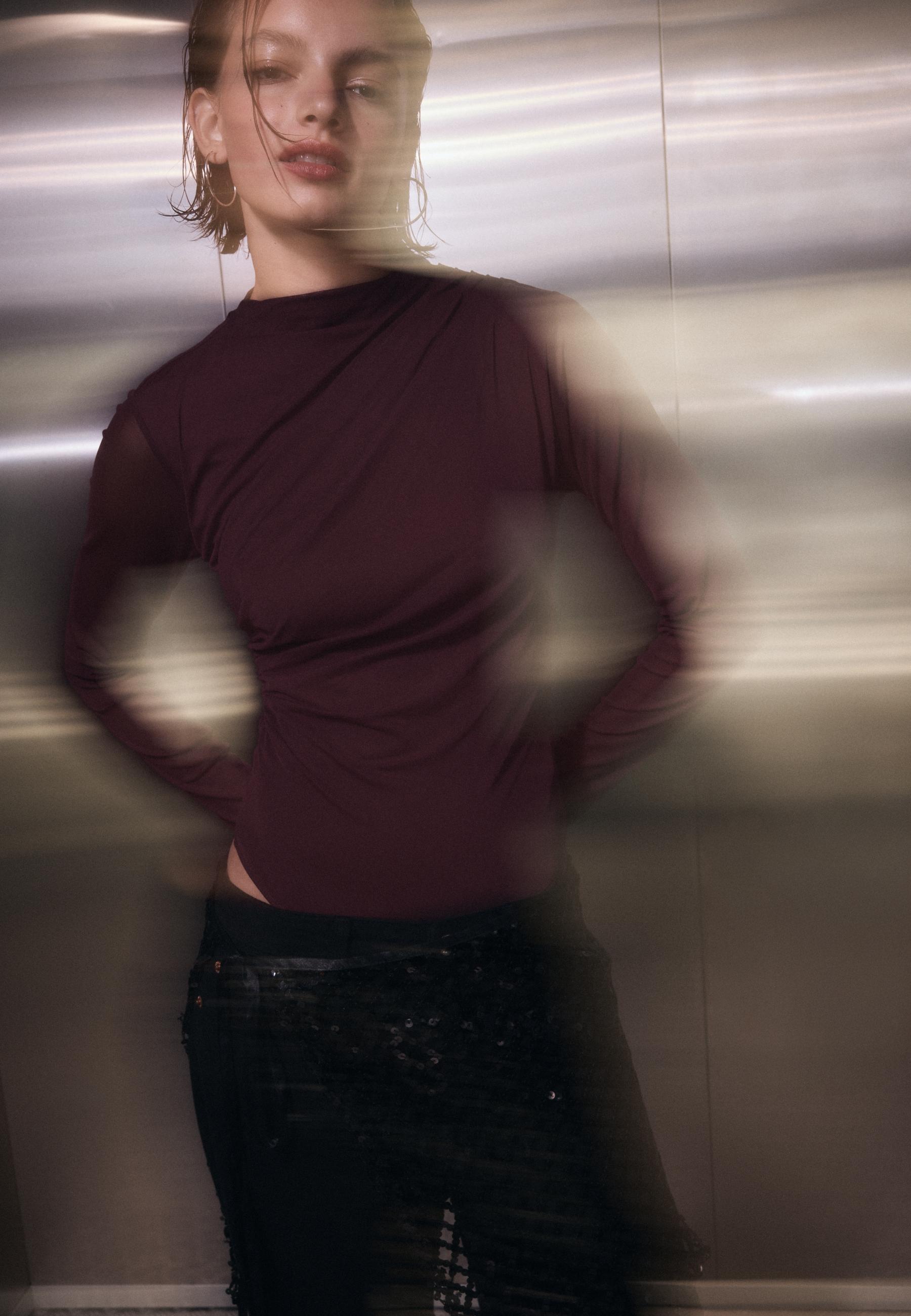 Ruched tulle bodysuit — Purple