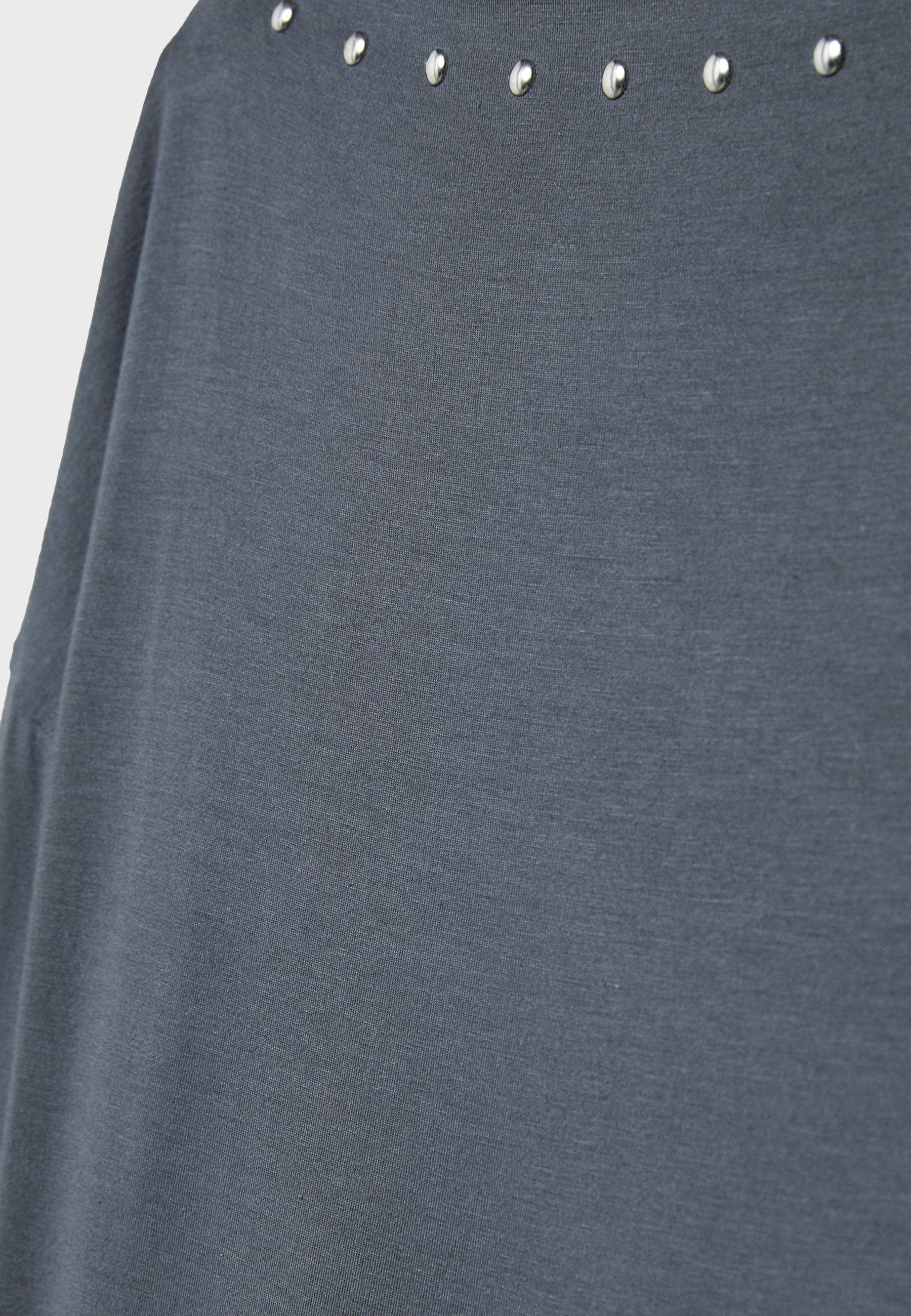 Asymmetric T-shirt with studs — Dark grey
