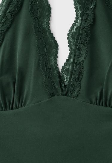 Lace halter top — Bottle green 9