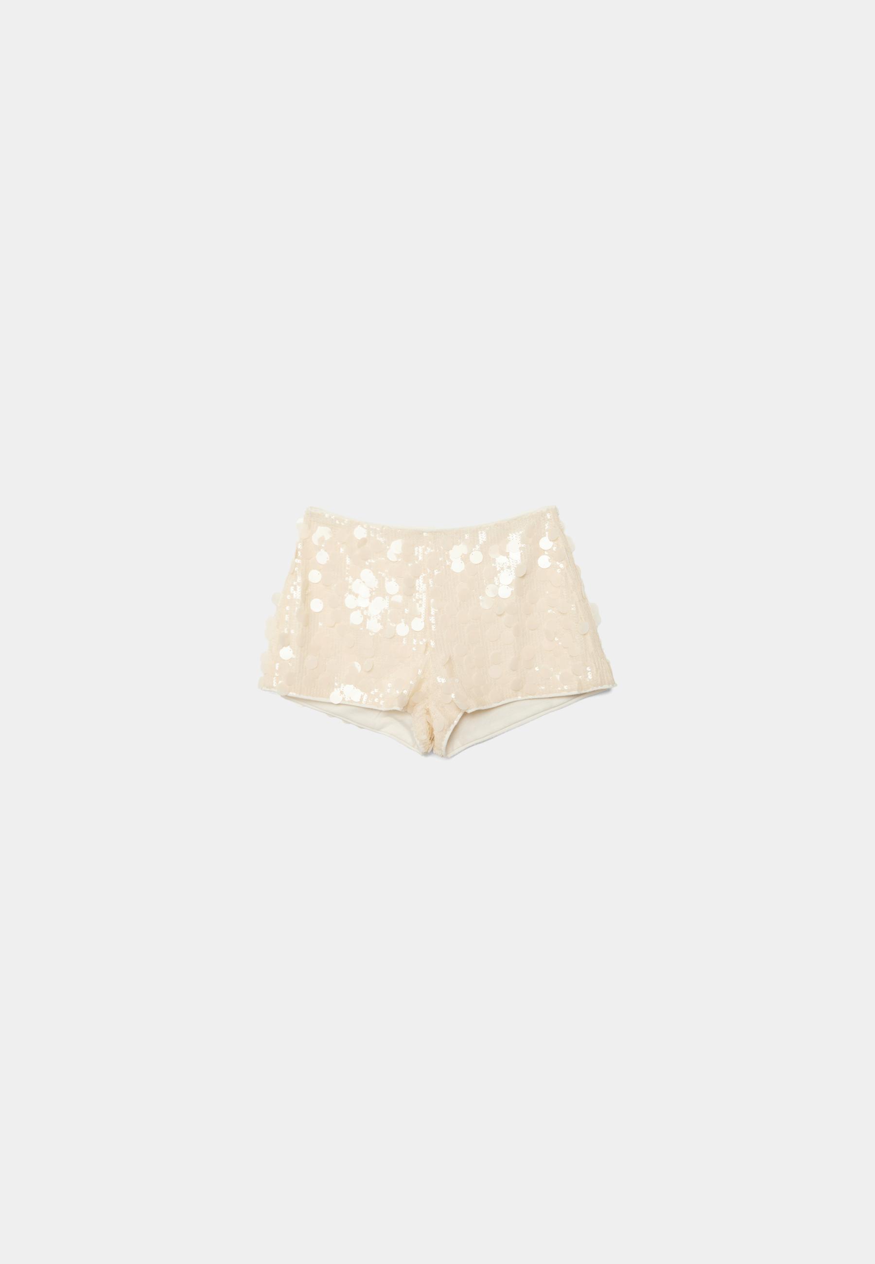 Sequin mini shorts — Vanilla