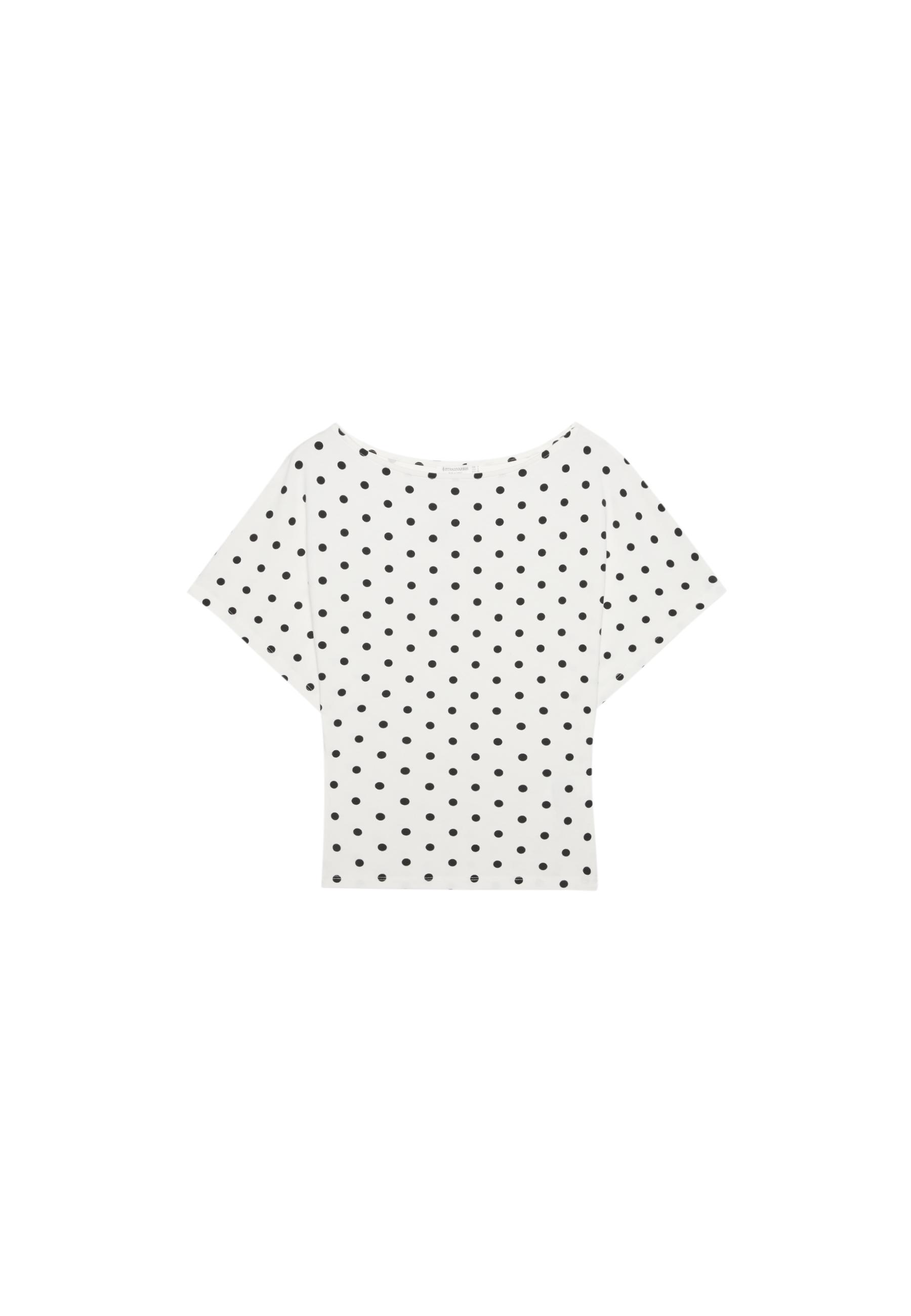 Short sleeve boat neck T-shirt — Ecru