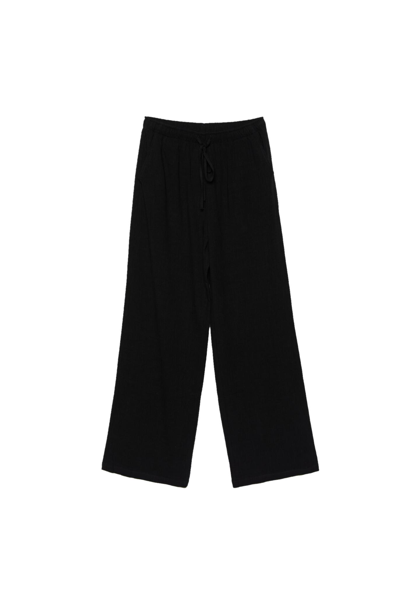 Keten görünümlü dökümlü pantolon - Görsel 10