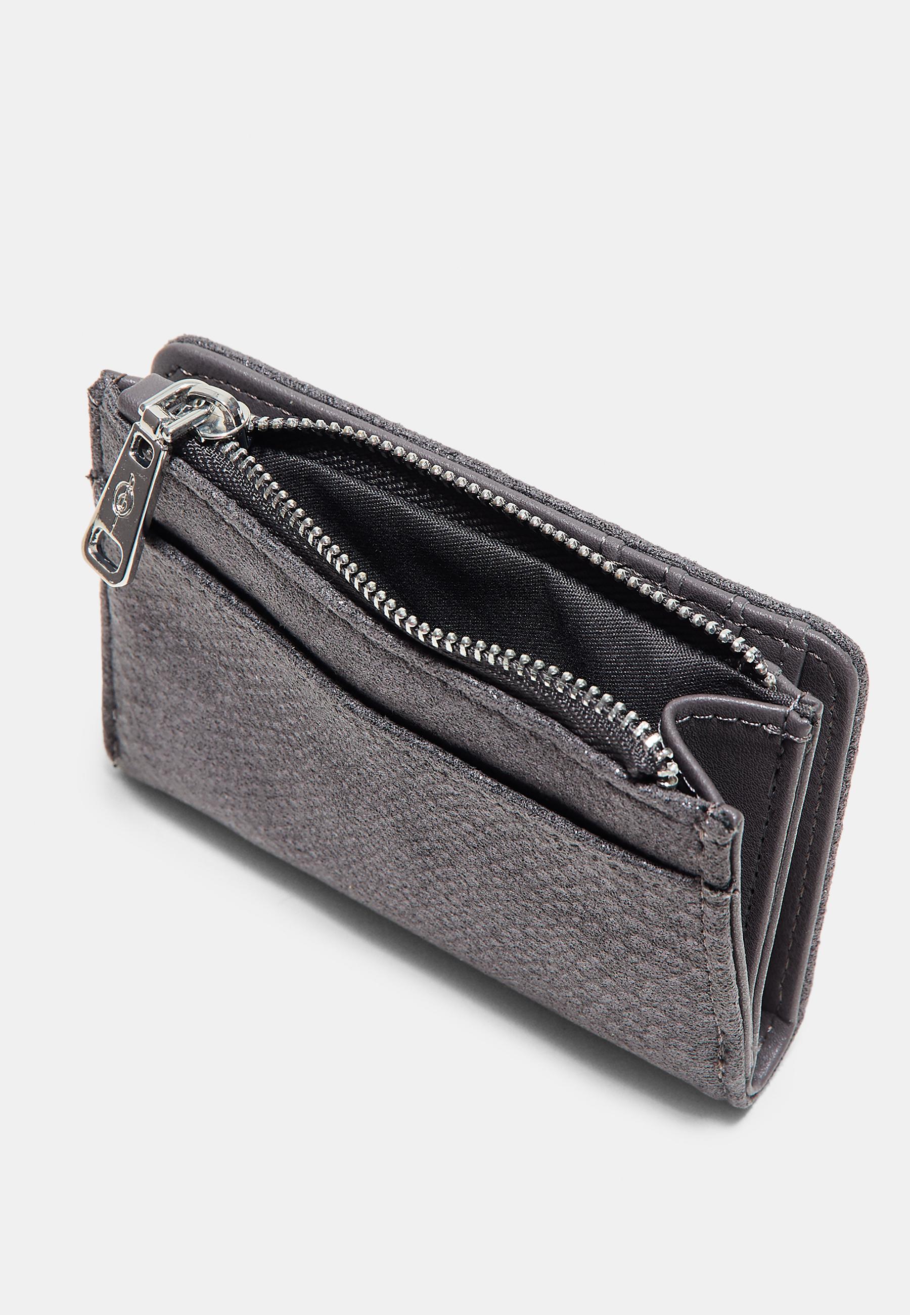 Snakeskin print card holder purse — Dark grey