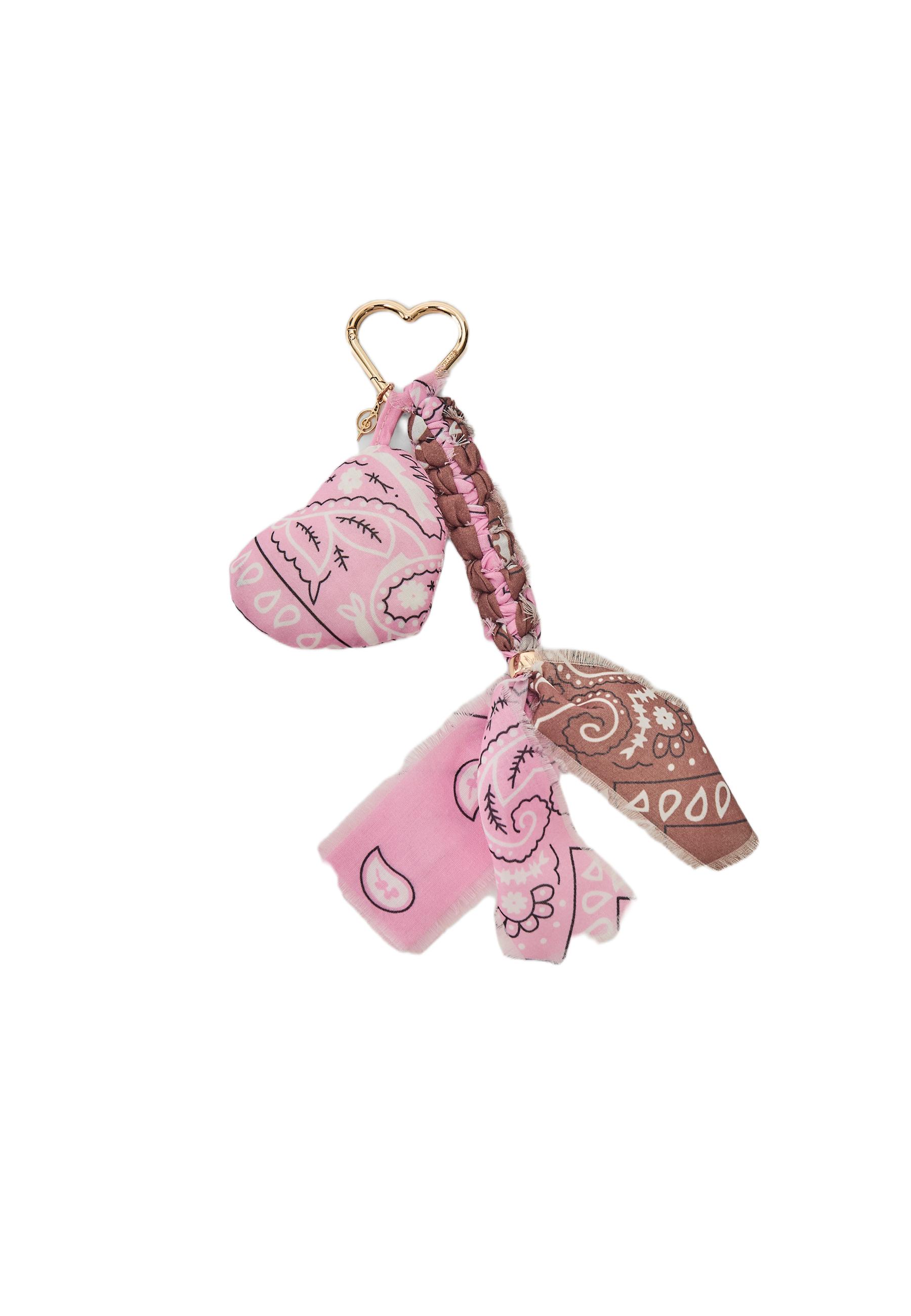 Bandana heart pendant key ring — Pastel pink