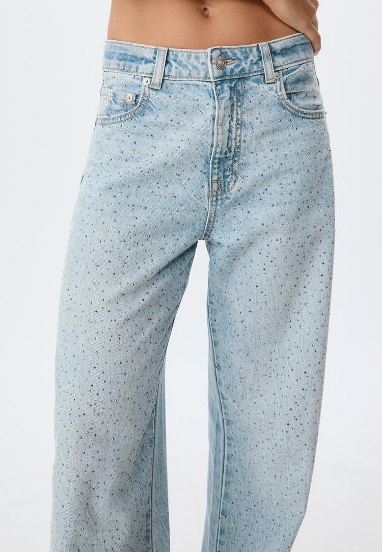 jeans straight fit brillos