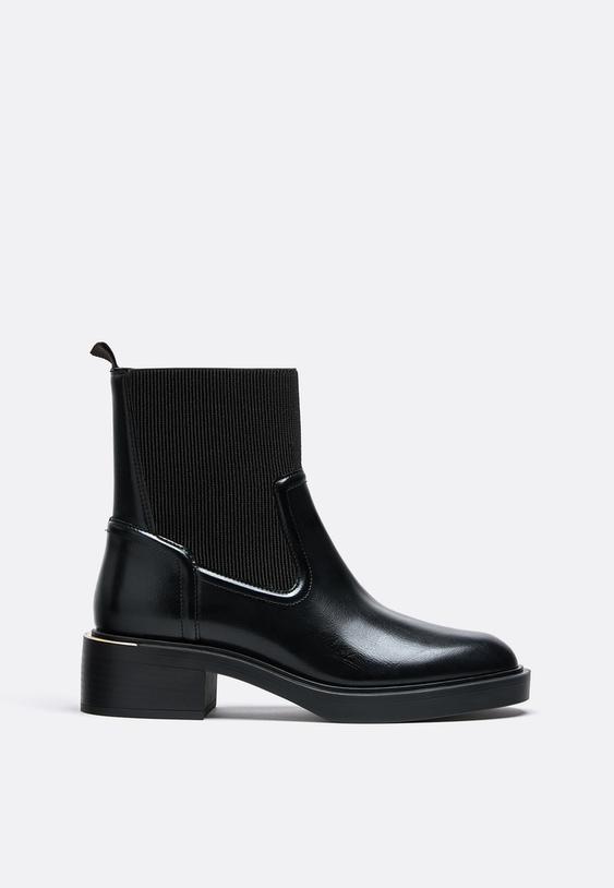 Stradivarius Botine Plate Chelsea Negru 37