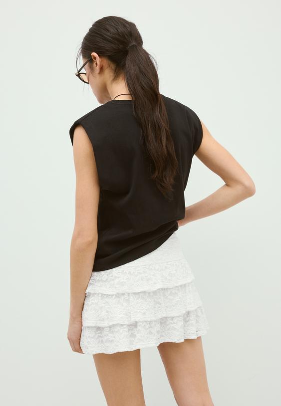 Stradivarius Lace Skort Ecru L