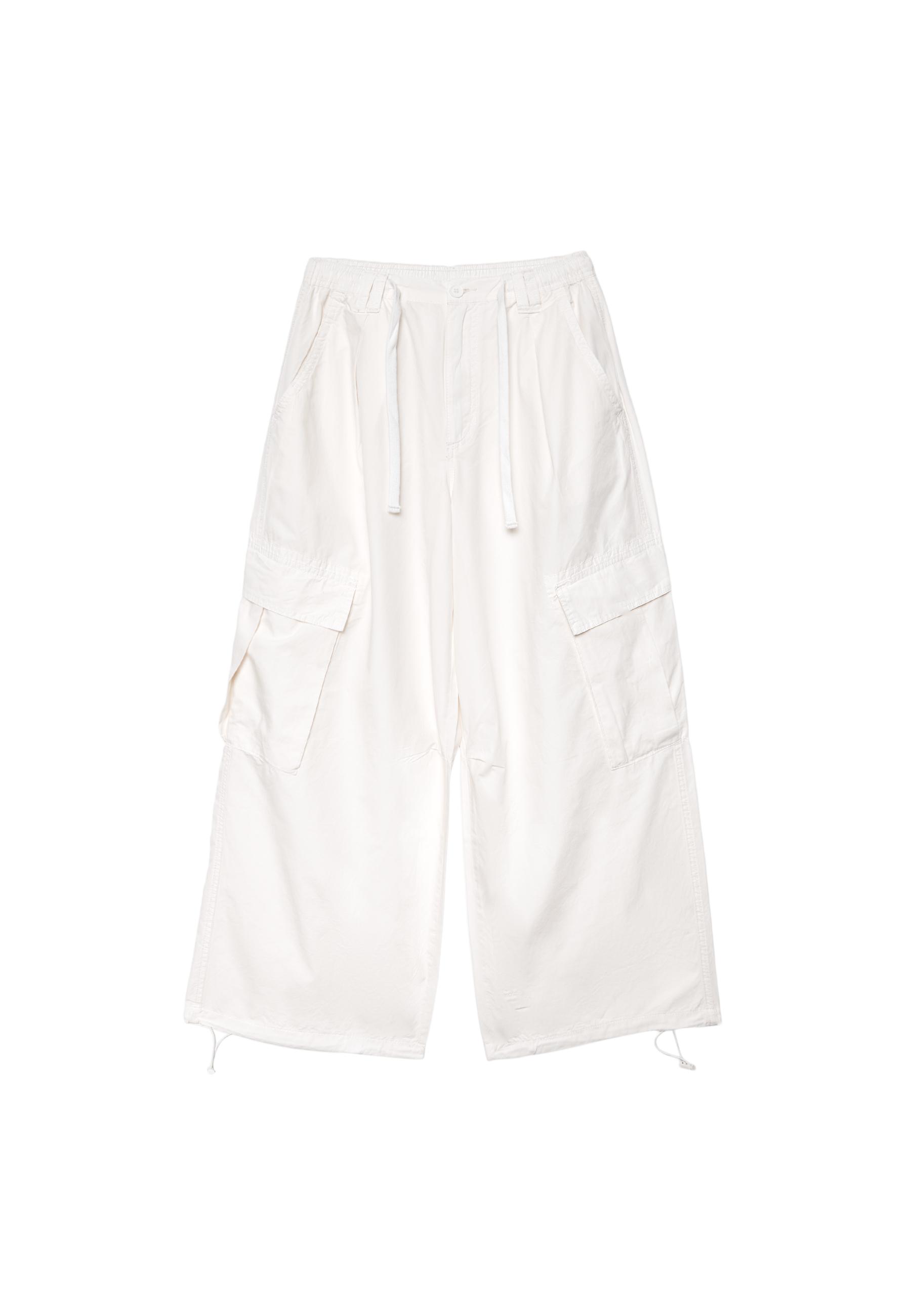 Poplin trousers with stoppers — Vanilla