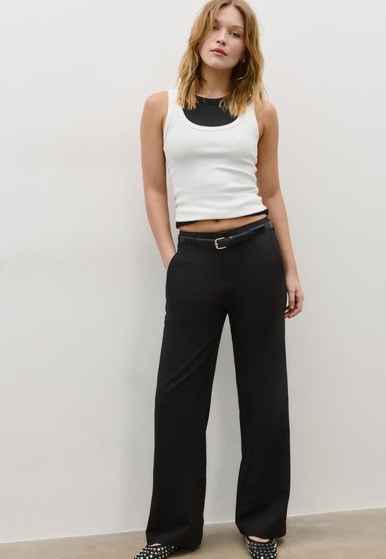pantalon fluide droit ceinture