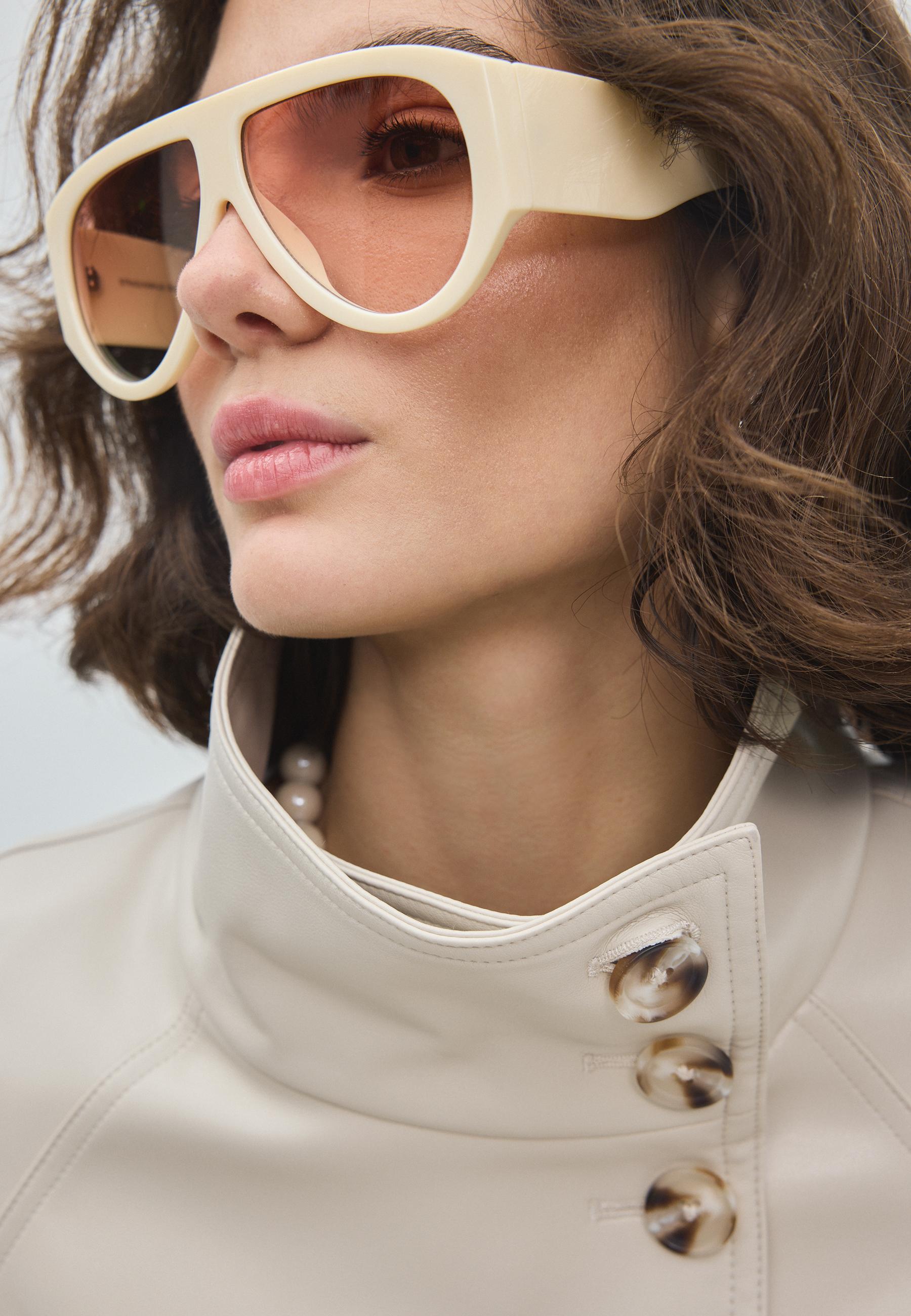 High neck leather effect trench coat — Ecru