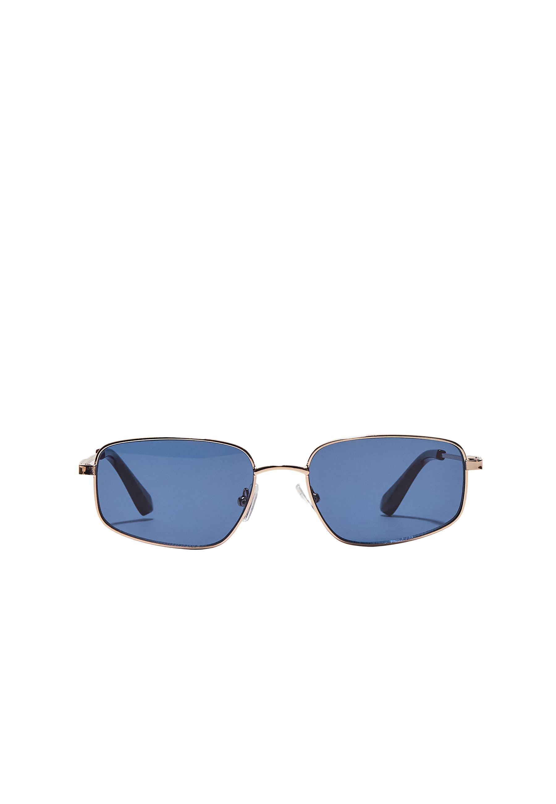 Asymmetric square metal sunglasses — Blue