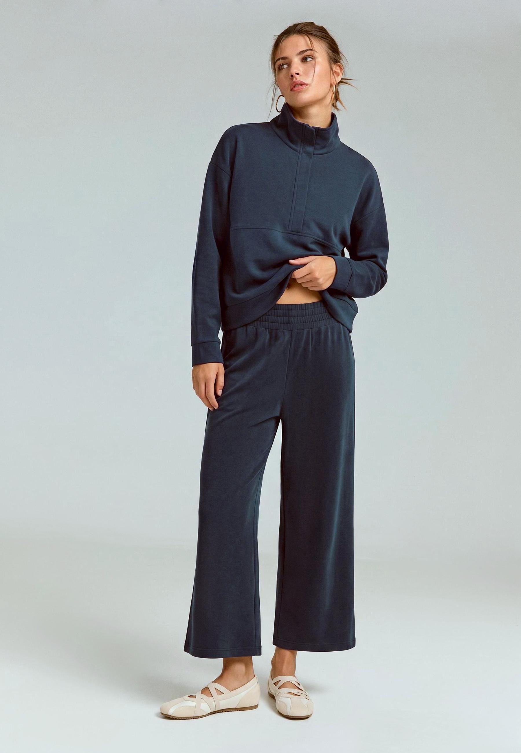 Stradivarius Παντελόνι Culotte Με Απαλή Υφή Σκούρο Μπλε Xs