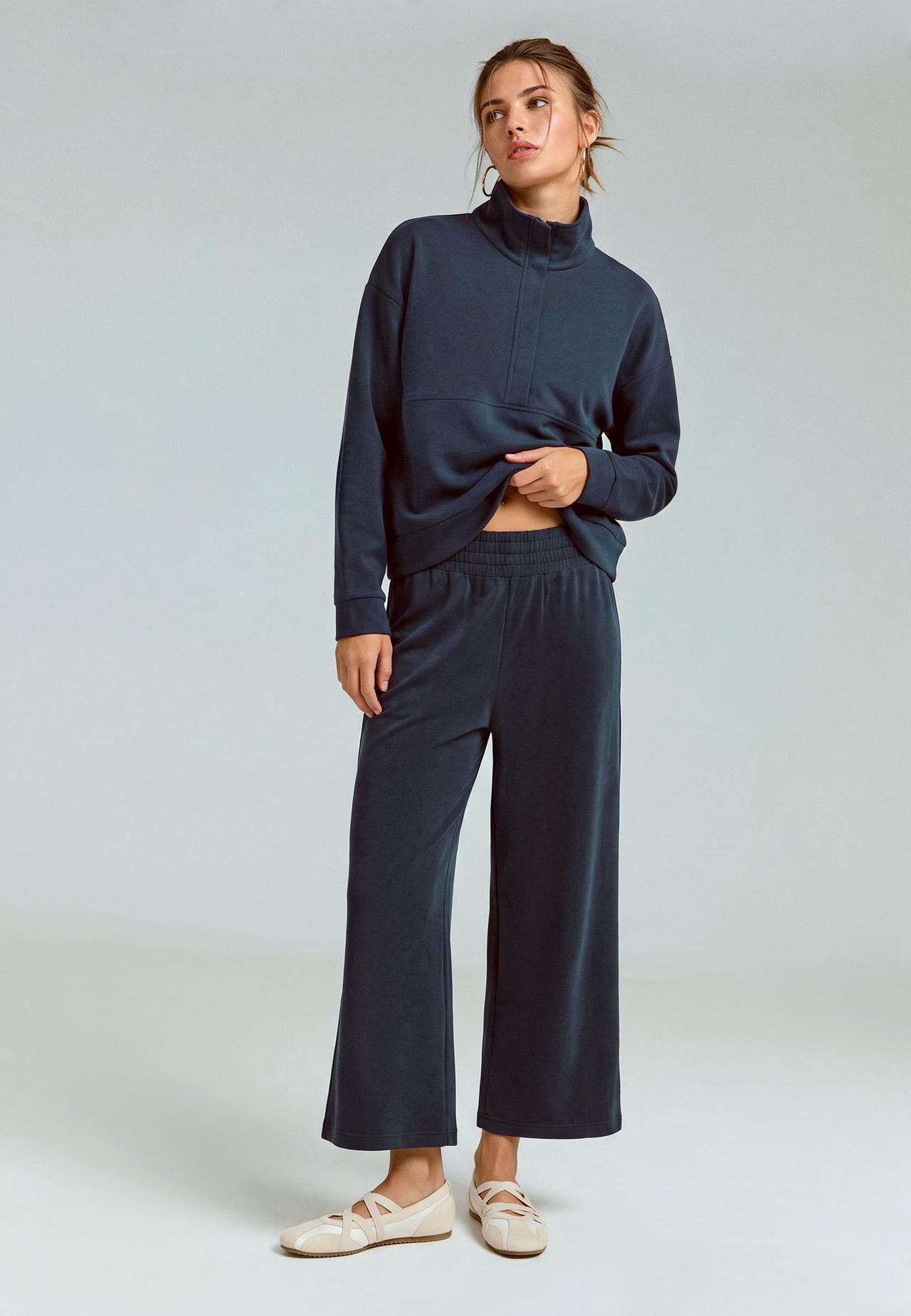 Soft-touch culottes — Dark blue