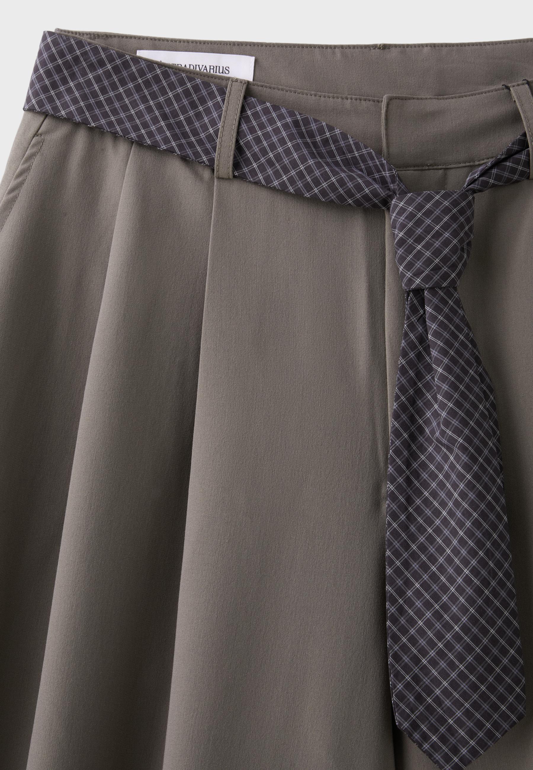 Voluminous sarouel trousers with tie belt — Brown