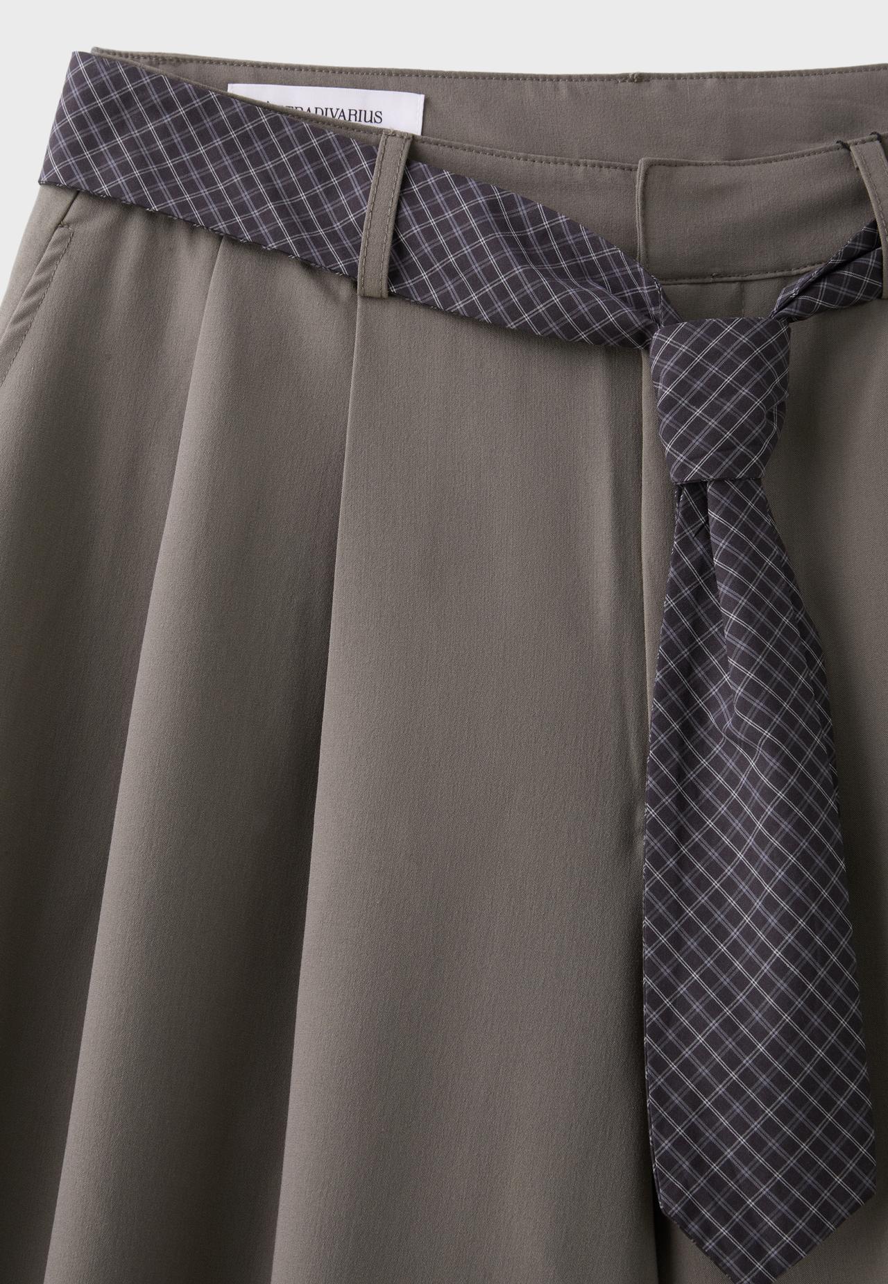 Voluminous sarouel trousers with tie detail — Brown