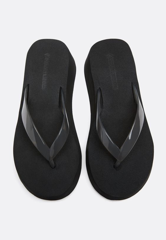 Stradivarius Eva Platform Thong Sandals Black 5