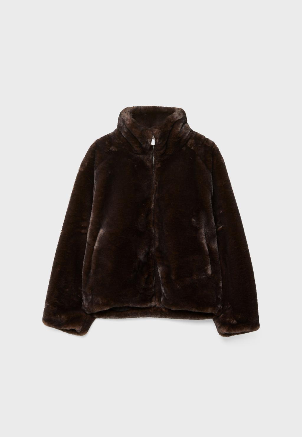 Cazadora efecto pelo cuello subido