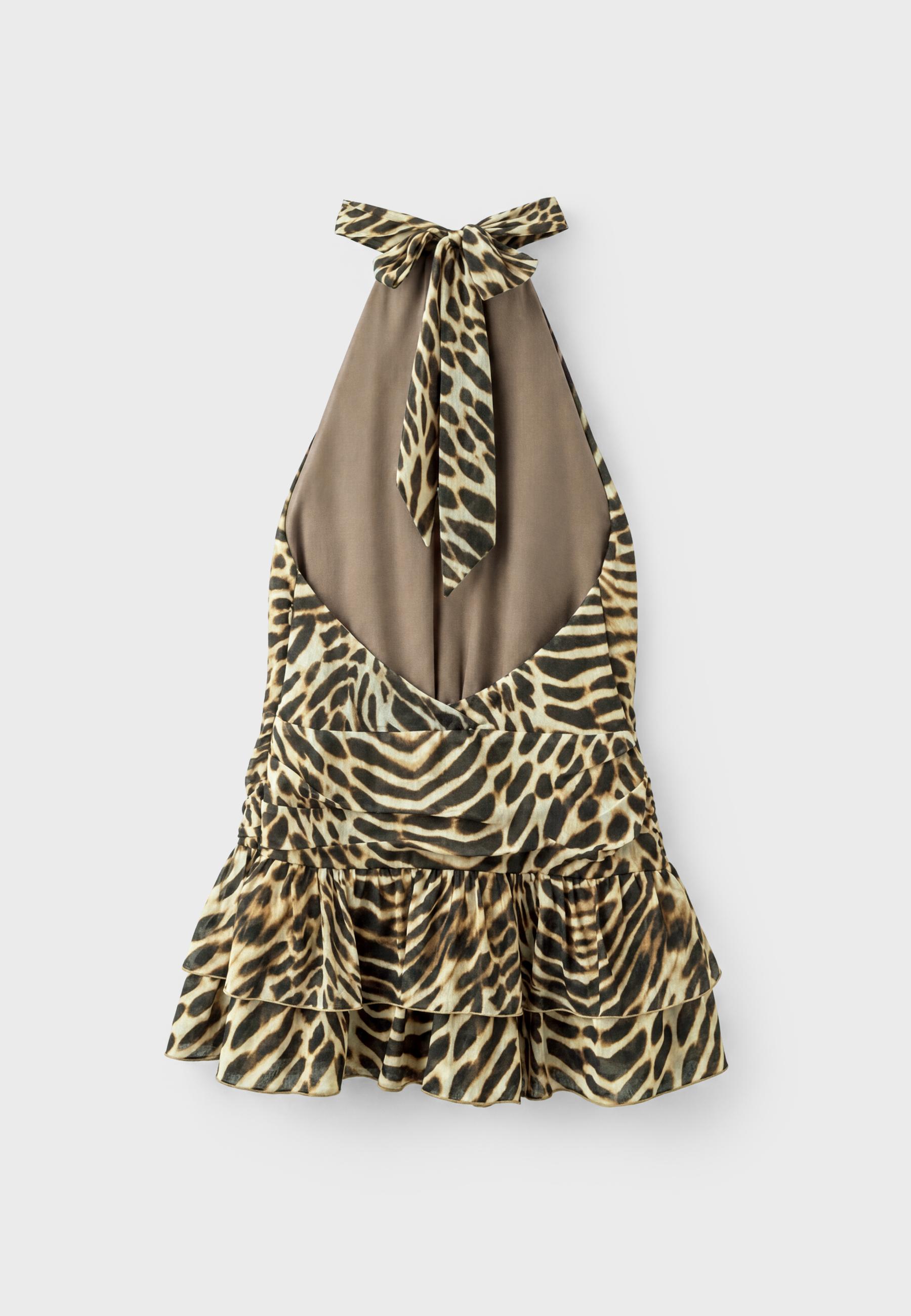 Printed halter dress — Caramel