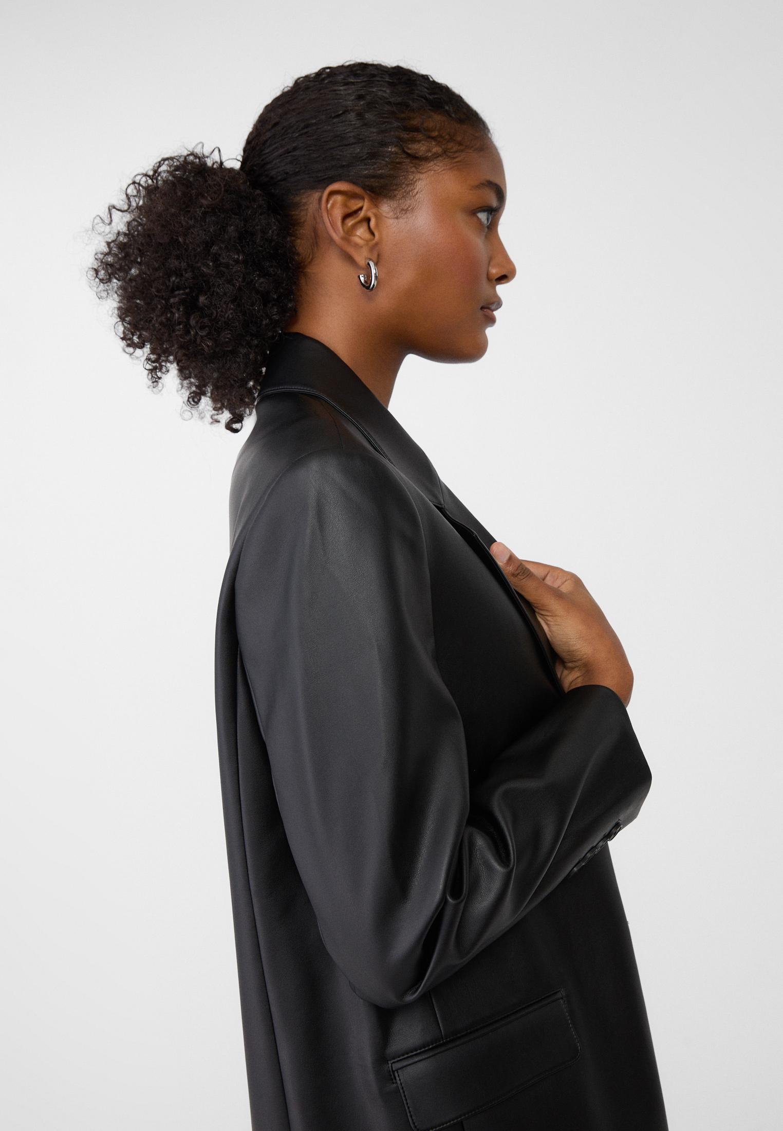 Regular fit leather effect blazer — Black
