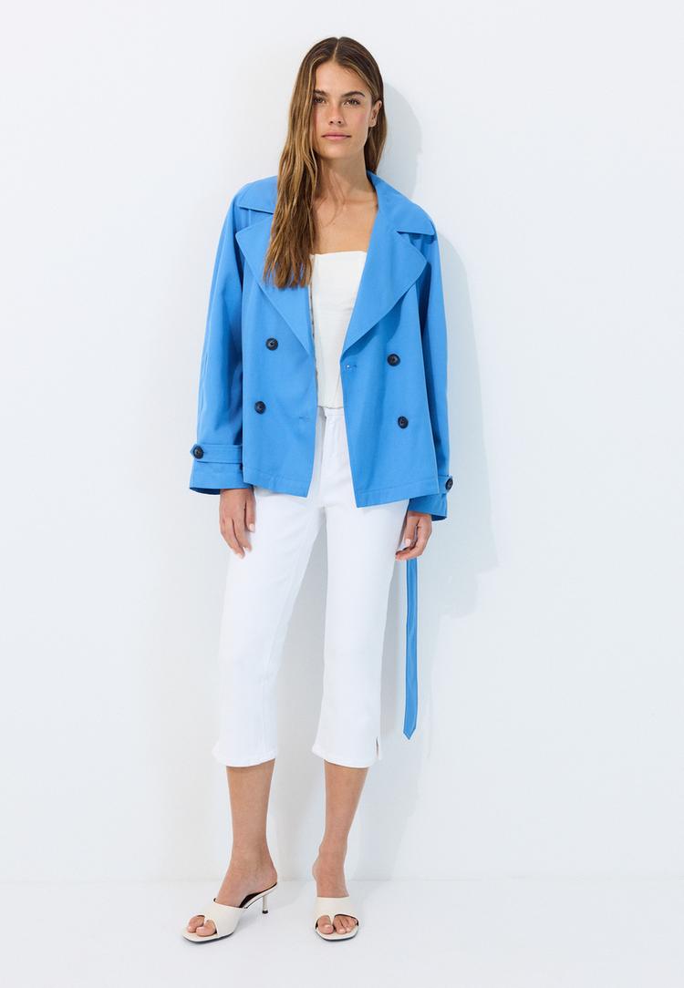 short flowing trench coat with belt