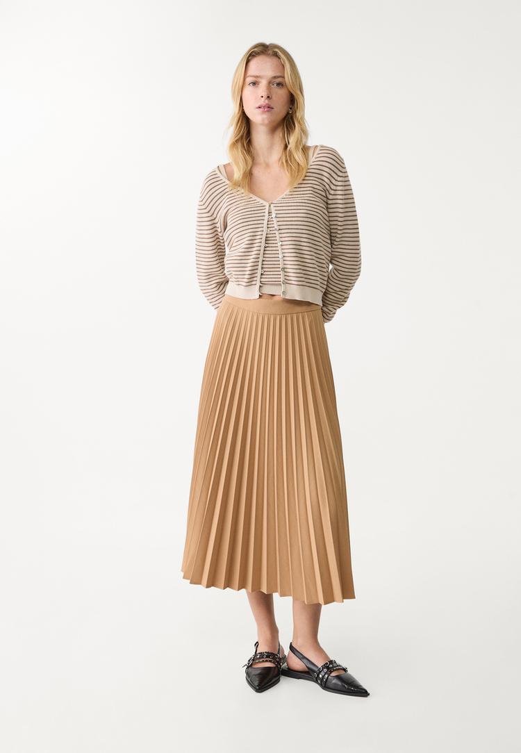 falda midi plisada