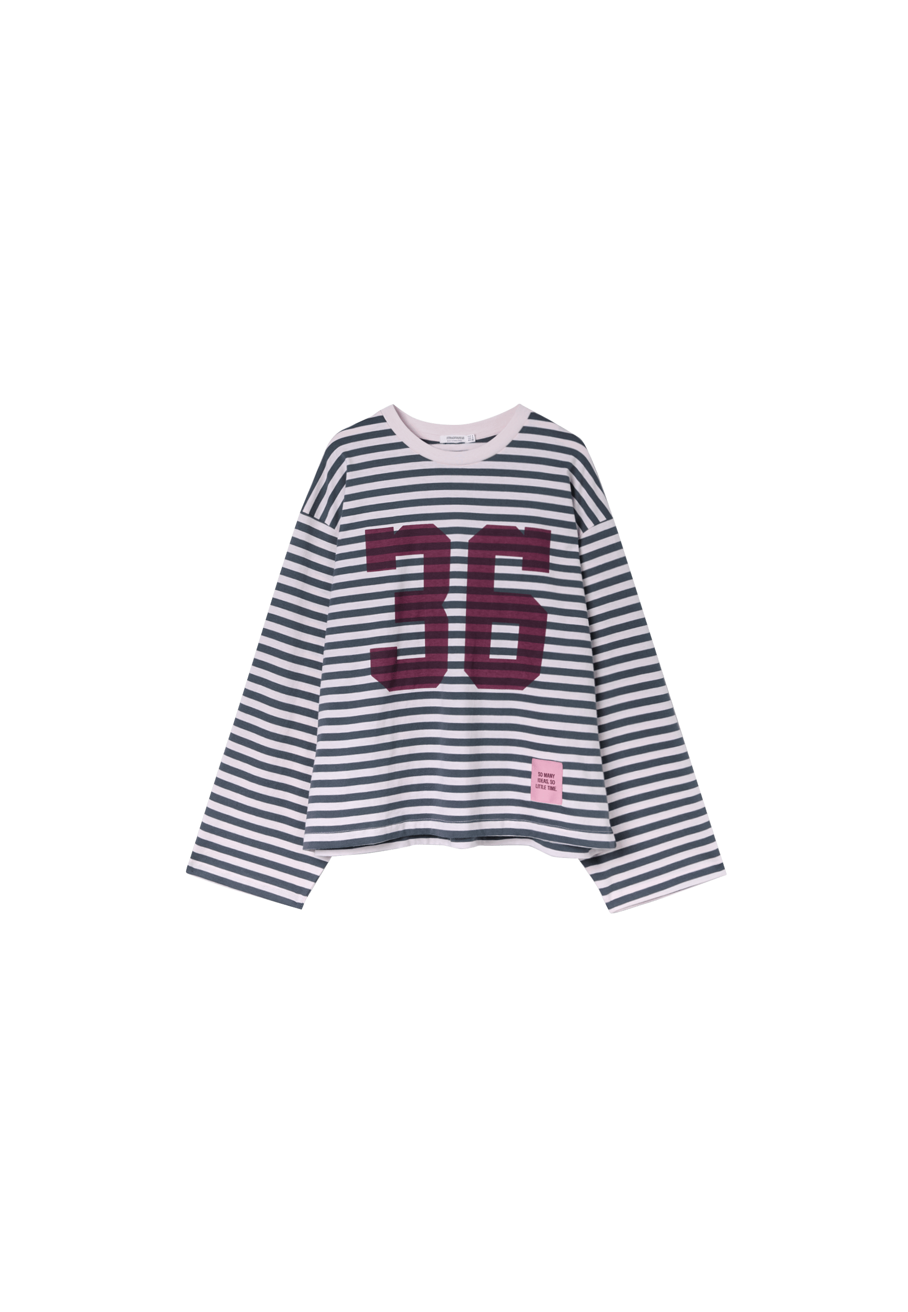 Striped printed long sleeve T-shirt — Dark grey