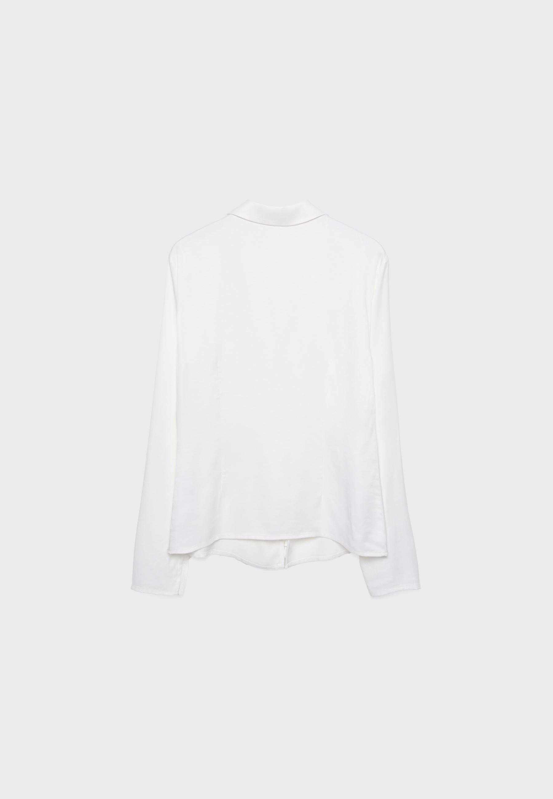 Satin shirt with ties — Ecru