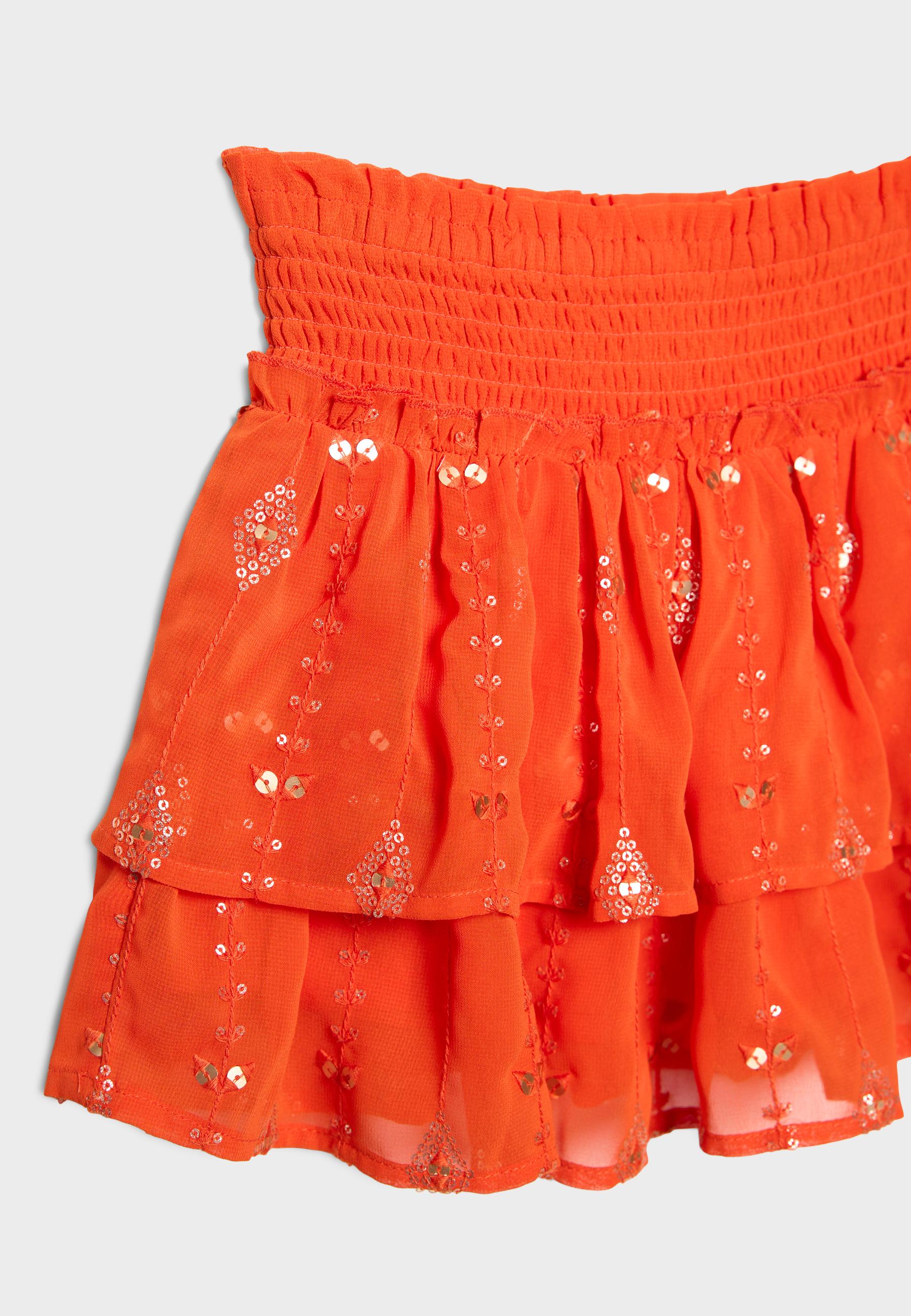 Embroidered mini skirt — Orange (alternate view)