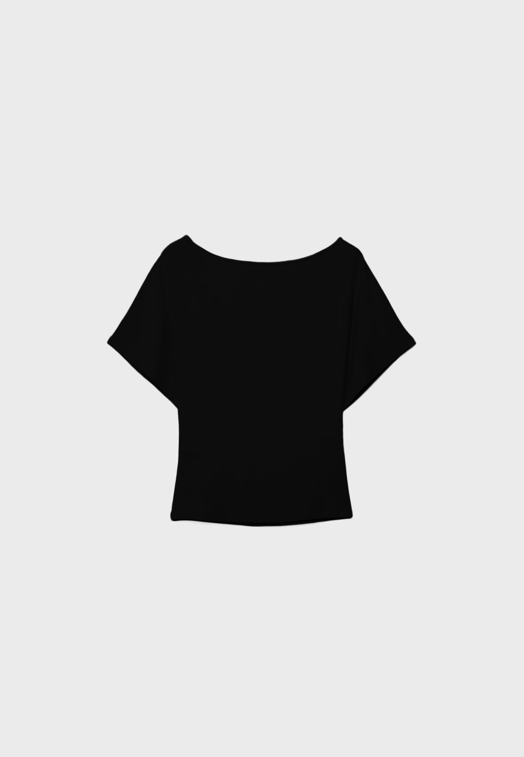 Short sleeve boat neck T-shirt — Black