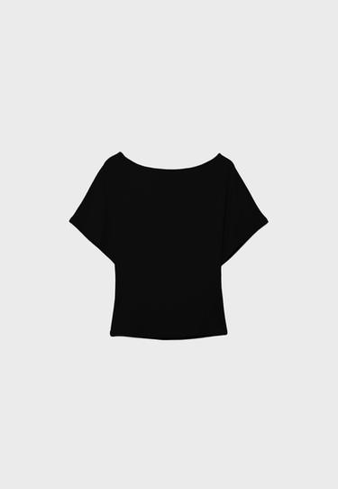 Short sleeve boat neck T-shirt — Black 8